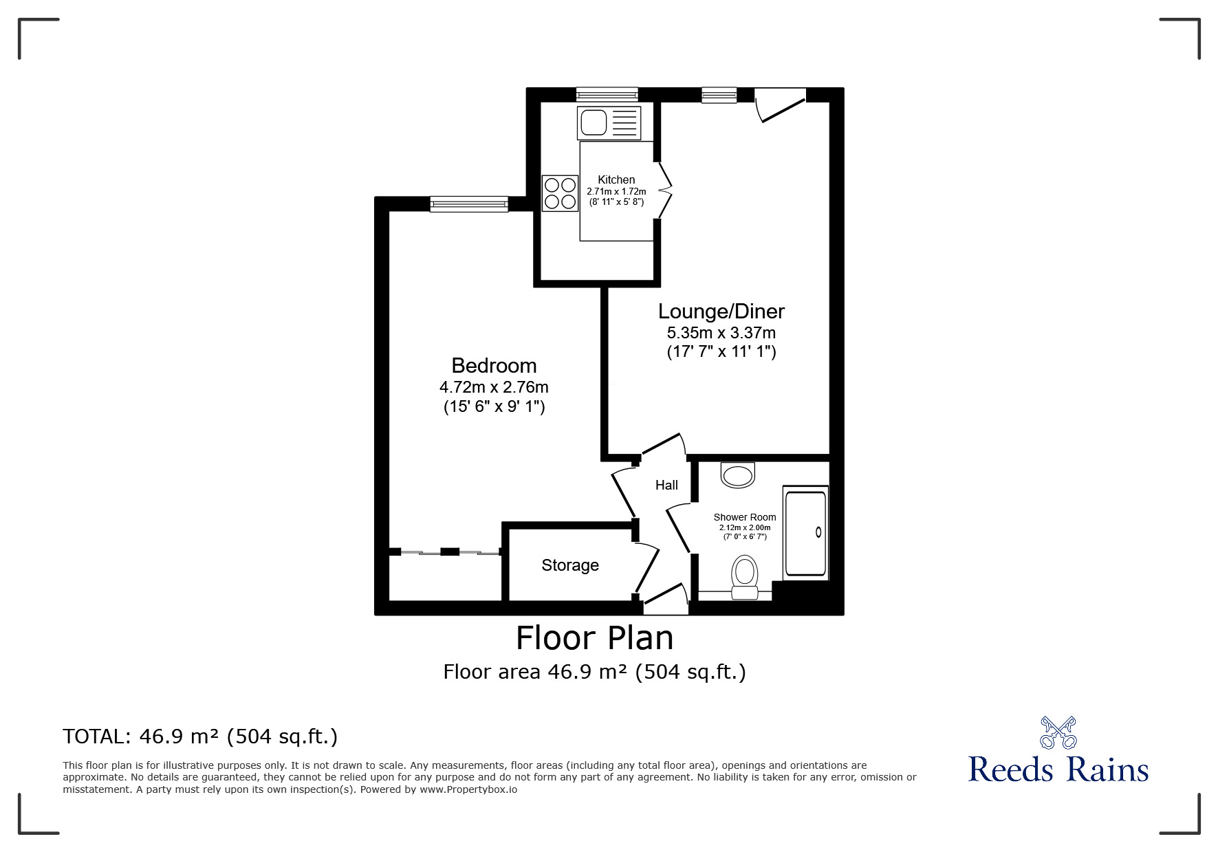 Floorplan of 1 bedroom  Flat for sale, Weaver Court, Northwich, Cheshire, CW9