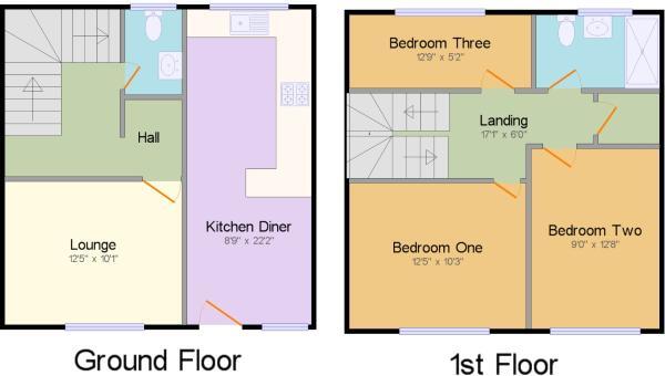 Floorplan of 3 bedroom Semi Detached House to rent, Stanage Court, Mansfield, Nottinghamshire, NG18