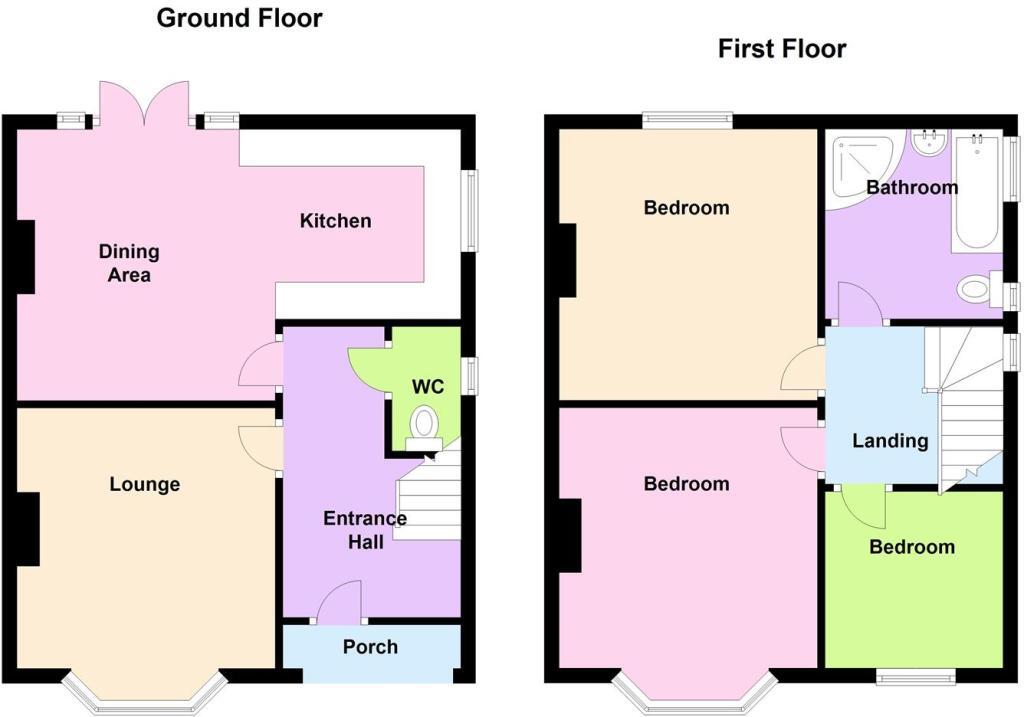 Floorplan of 3 bedroom Semi Detached House for sale, Marples Avenue, Mansfield Woodhouse, Nottinghamshire, NG19