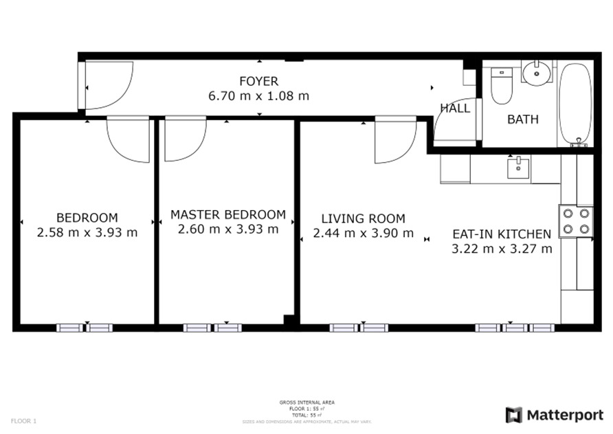 Floorplan of 2 bedroom  Flat for sale, Gamble Street, Nottingham, Nottinghamshire, NG7