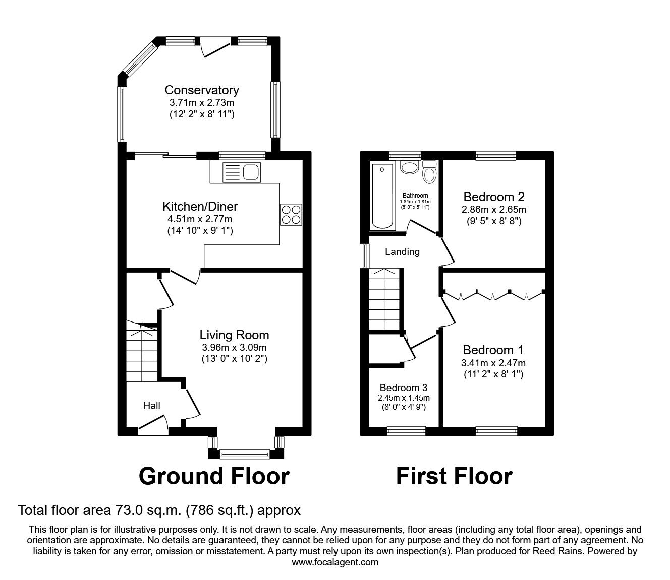 Floorplan of 3 bedroom Semi Detached House to rent, Ashleigh Gardens, Ossett, West Yorkshire, WF5