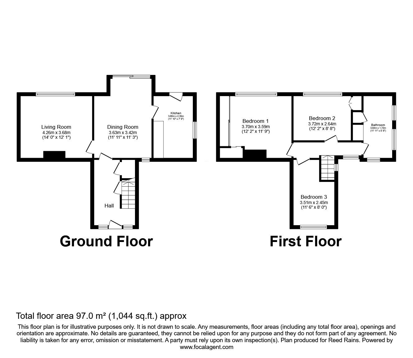 Floorplan of 3 bedroom Semi Detached House for sale, Kingsway, Ossett, West Yorkshire, WF5