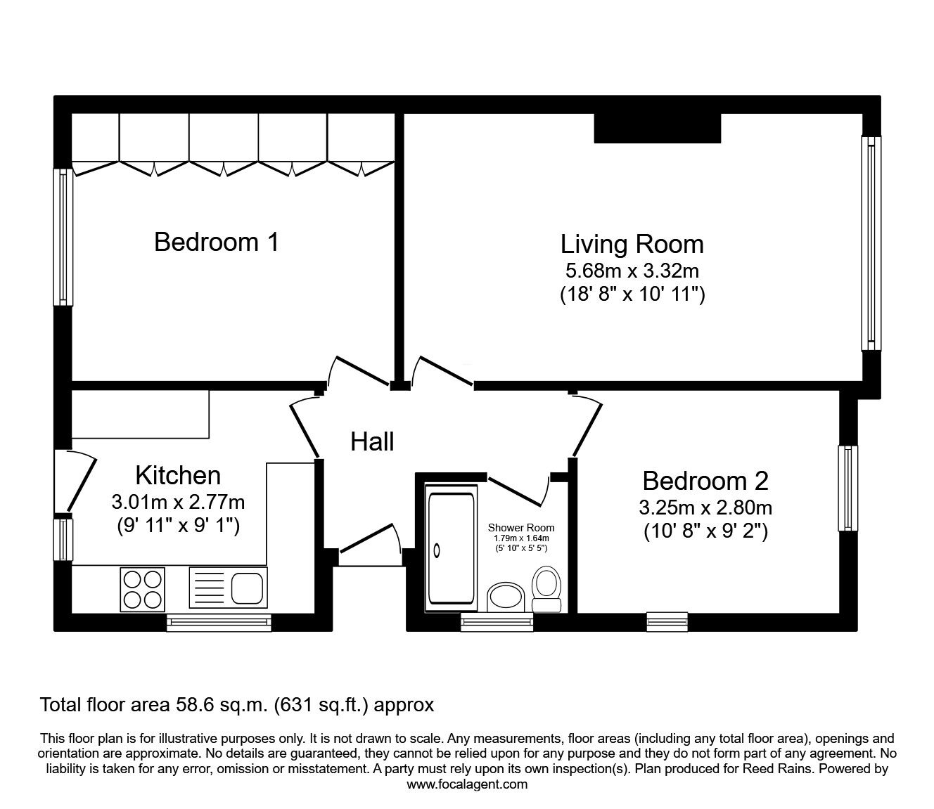 Floorplan of 2 bedroom Semi Detached Bungalow for sale, Bywell Close, Dewsbury, West Yorkshire, WF12