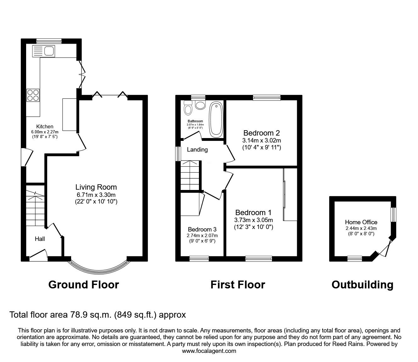 Floorplan of 3 bedroom Semi Detached House for sale, Towngate, Ossett, West Yorkshire, WF5