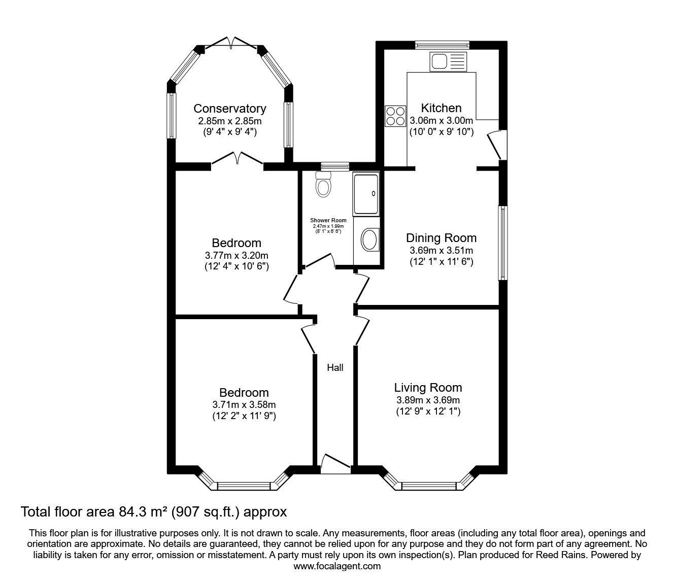 Floorplan of 2 bedroom Detached Bungalow for sale, Kingsway, Ossett, West Yorkshire, WF5