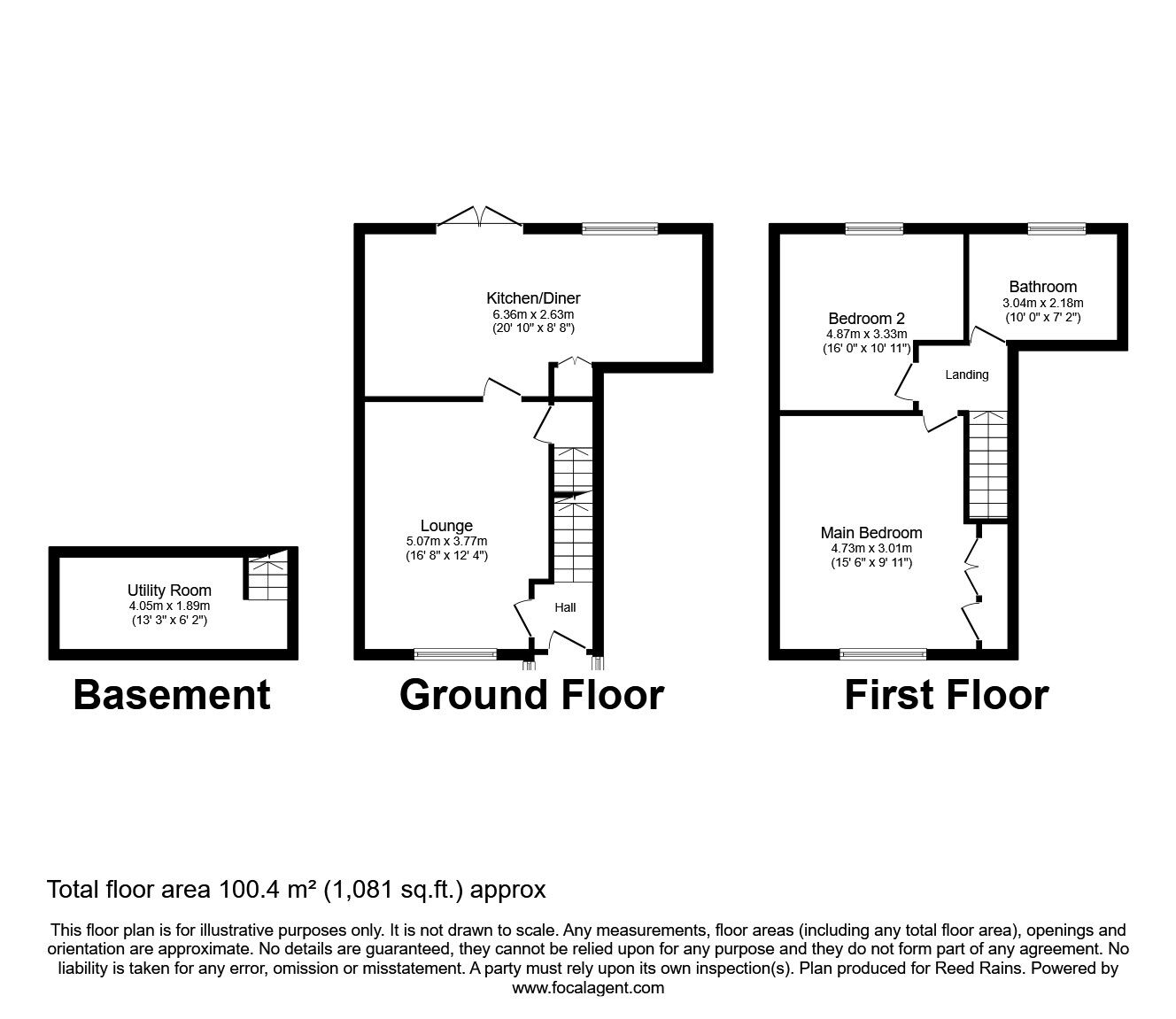 Floorplan of 2 bedroom End Terrace House for sale, Whitley Road, Dewsbury, West Yorkshire, WF12