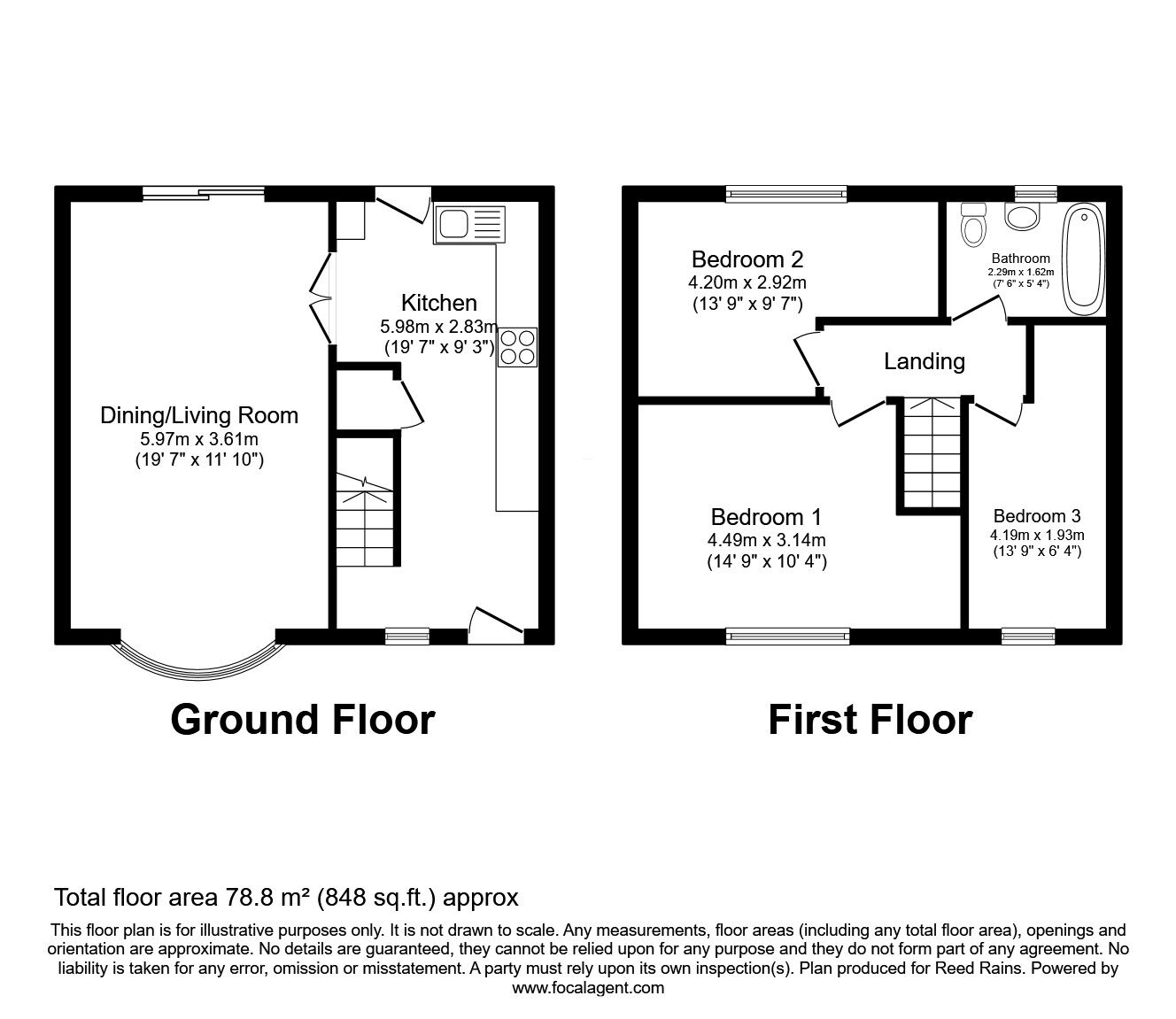 Floorplan of 3 bedroom Mid Terrace House for sale, Smithy Parade, Dewsbury, West Yorkshire, WF12