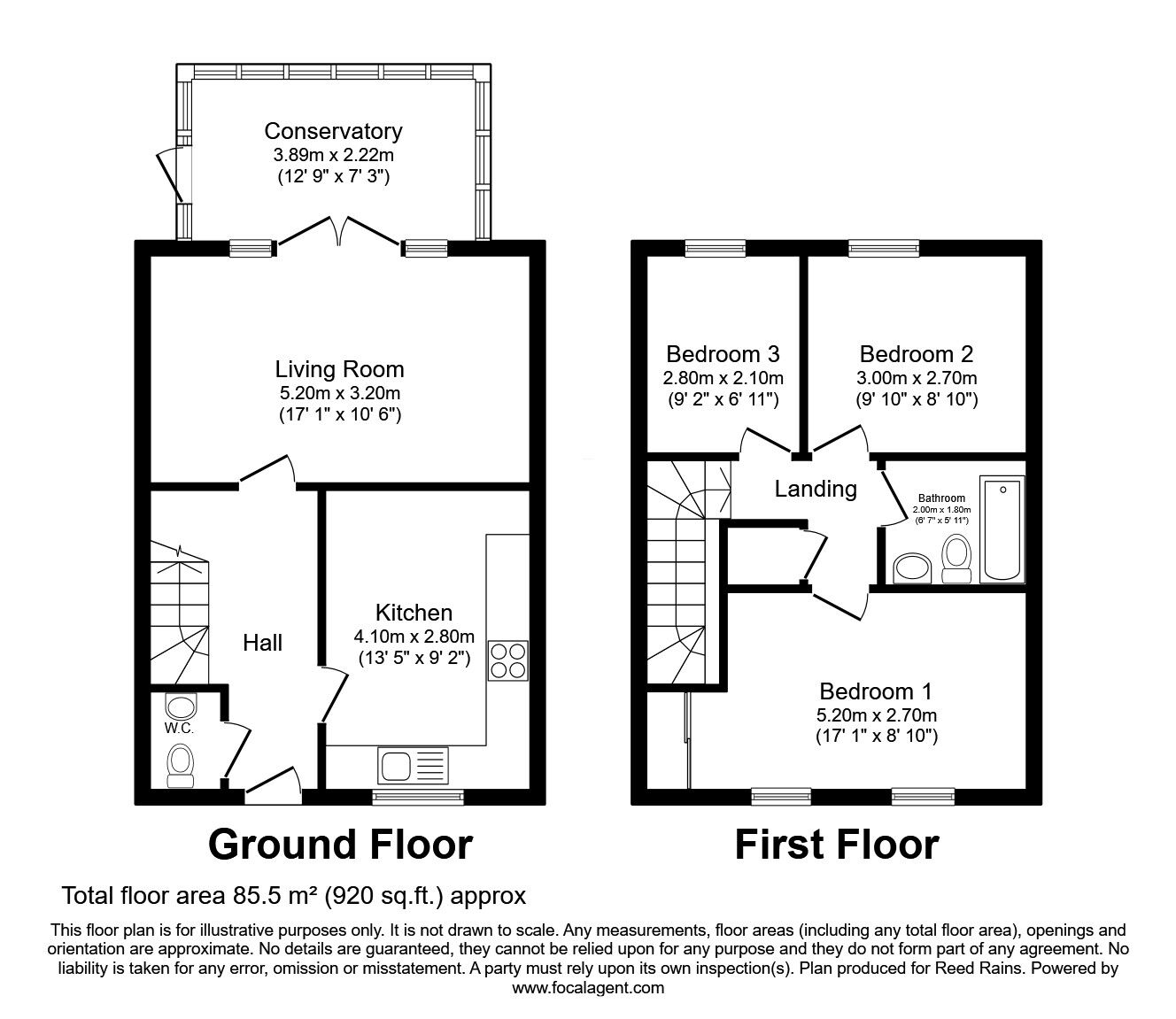 Floorplan of 3 bedroom Mid Terrace House for sale, Bretby Avenue, Ossett, West Yorkshire, WF5