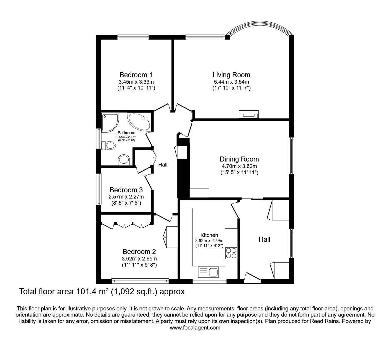 Floorplan of 3 bedroom Detached Bungalow for sale, Dale Street, Ossett, West Yorkshire, WF5