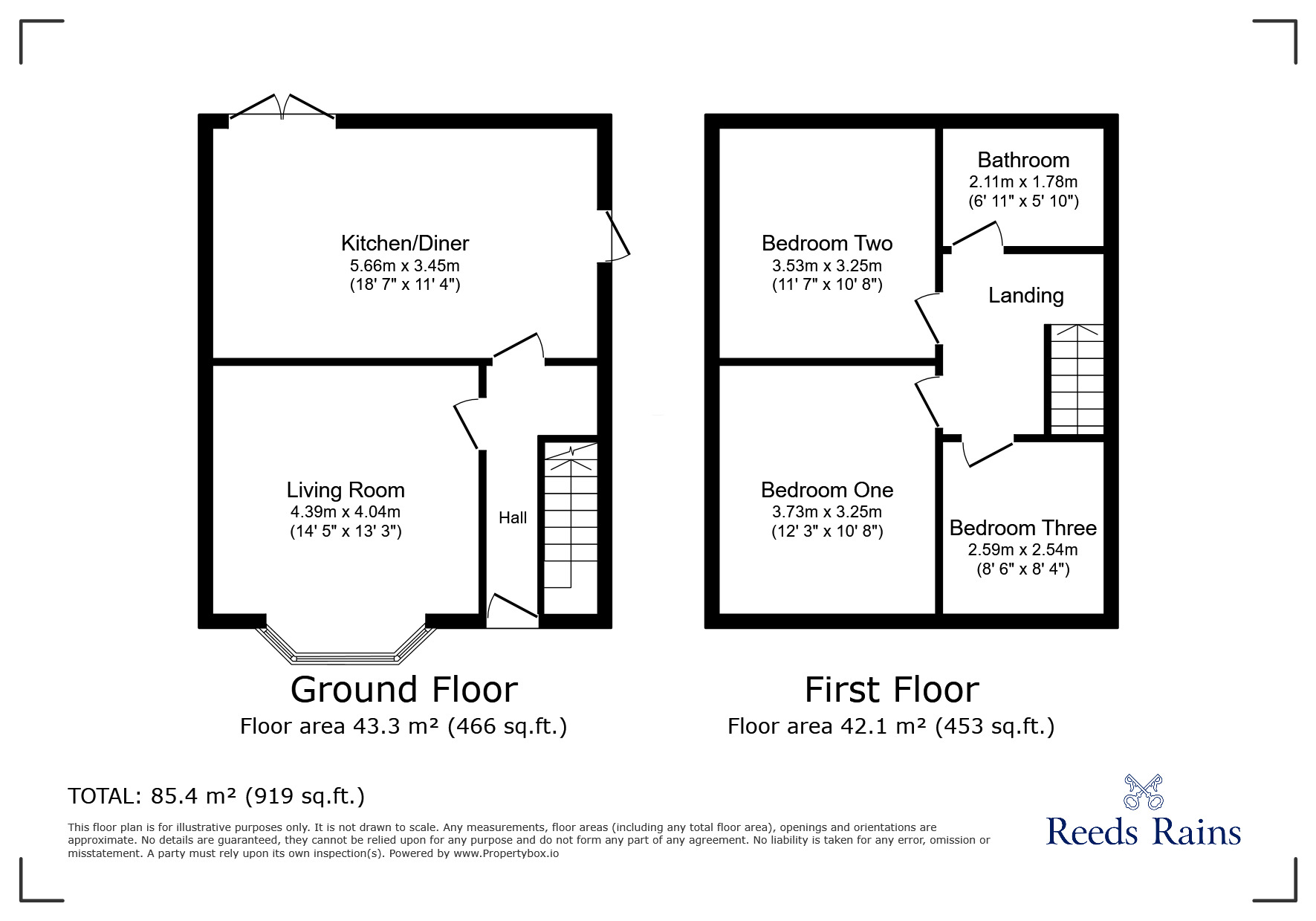 Floorplan of 3 bedroom Semi Detached House for sale, Ossett Lane, Earlsheaton, West Yorkshire, WF12