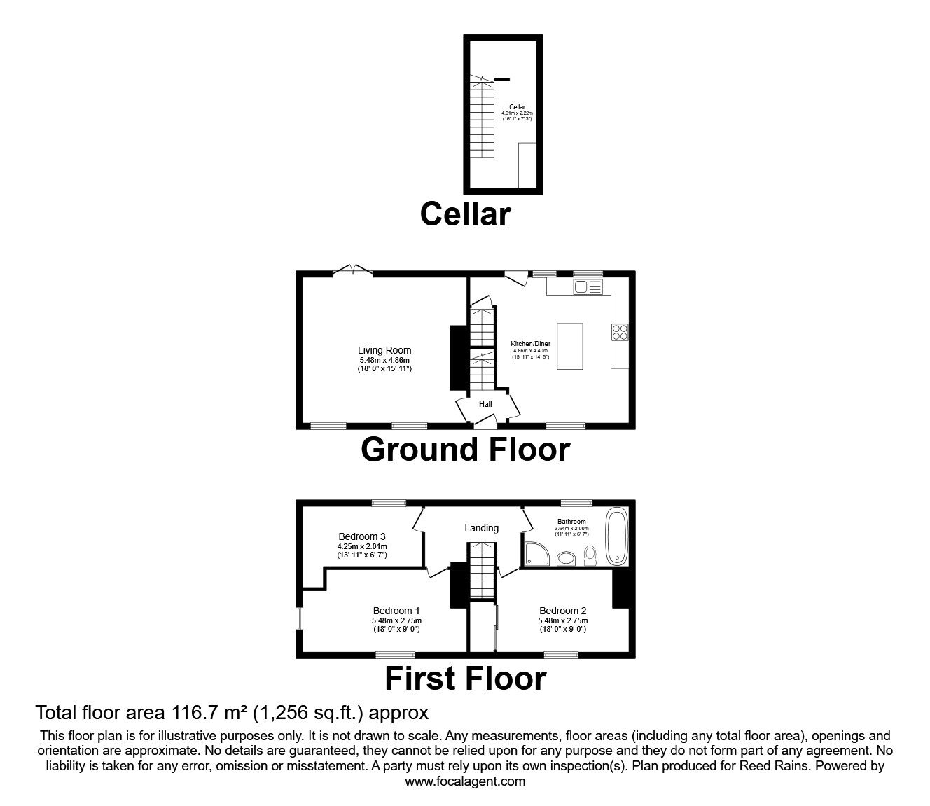 Floorplan of 3 bedroom Detached House for sale, Dewsbury Road, Ossett, West Yorkshire, WF5