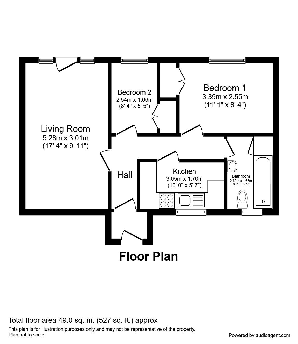 Floorplan of 2 bedroom  Bungalow to rent, Stonethwaite Close, Wigan, Lancashire, WN3