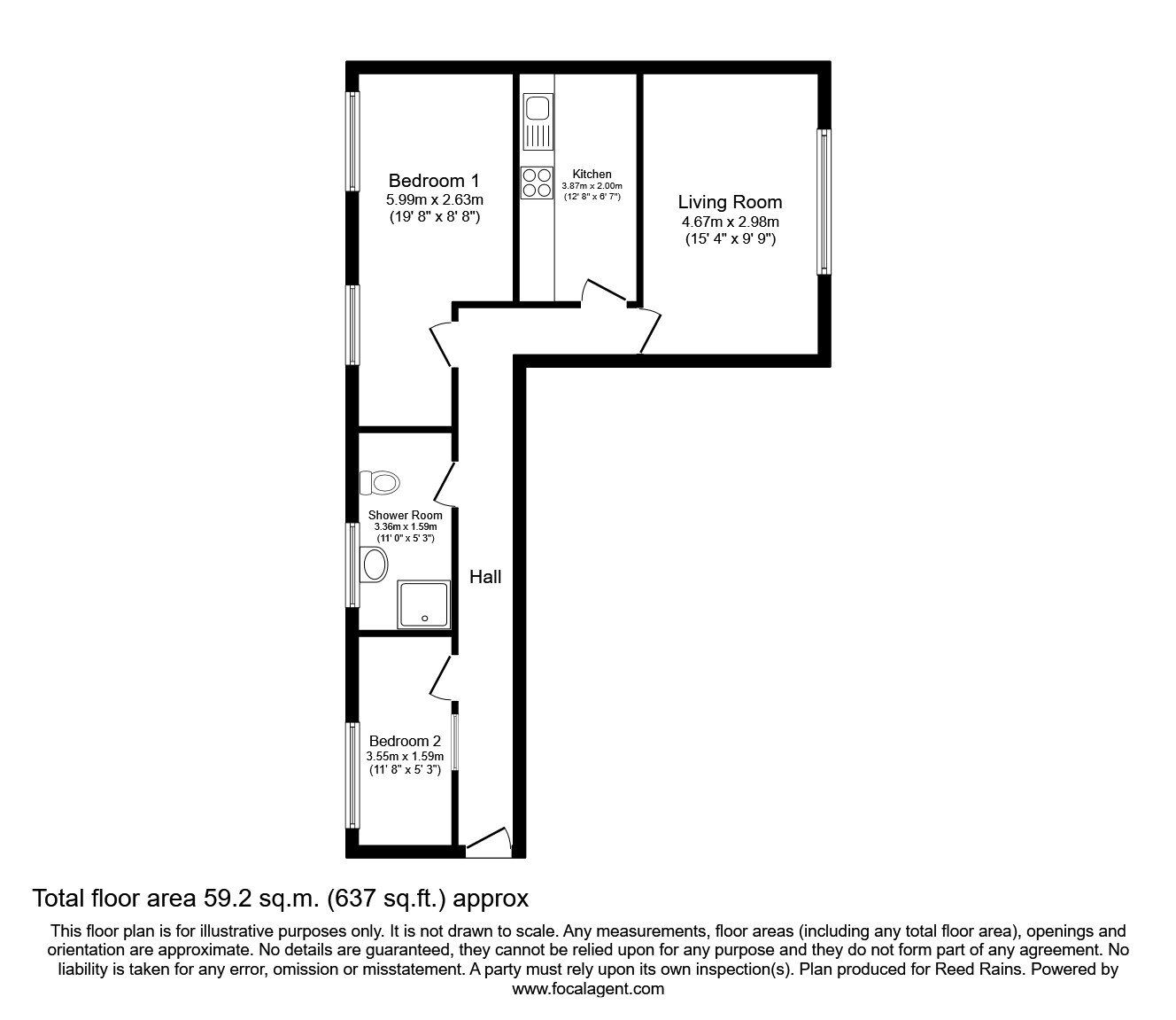 Floorplan of 2 bedroom  Flat to rent, Ormskirk Road, Wigan, Lancashire, WN5