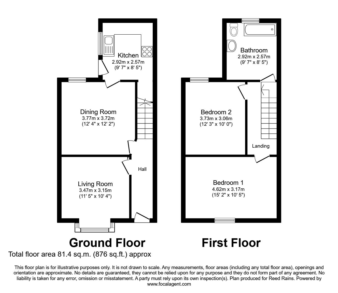 Floorplan of 2 bedroom Mid Terrace House to rent, Balmoral Road, Ashton-in-Makerfield, Greater Manchester, WN4