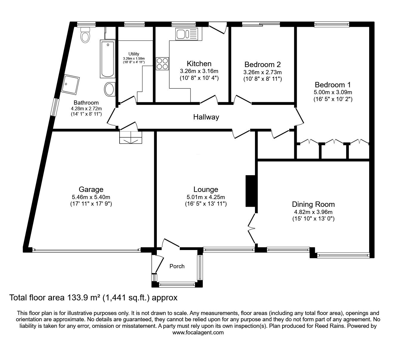 Floorplan of 2 bedroom Detached Bungalow for sale, Roby Well Way, Billinge, Merseyside, WN5