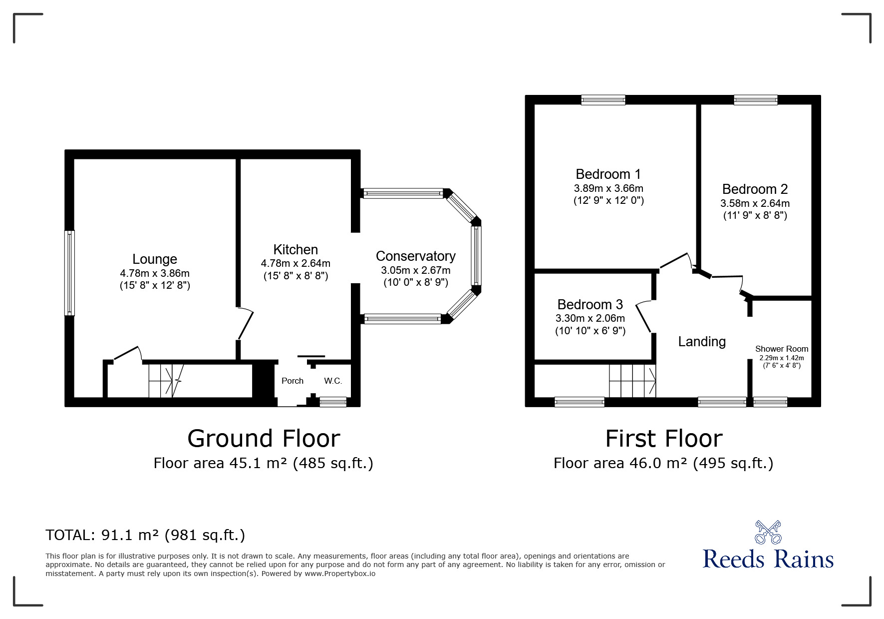 Floorplan of 3 bedroom End Terrace House for sale, Beacon Road, Billinge, Merseyside, WN5