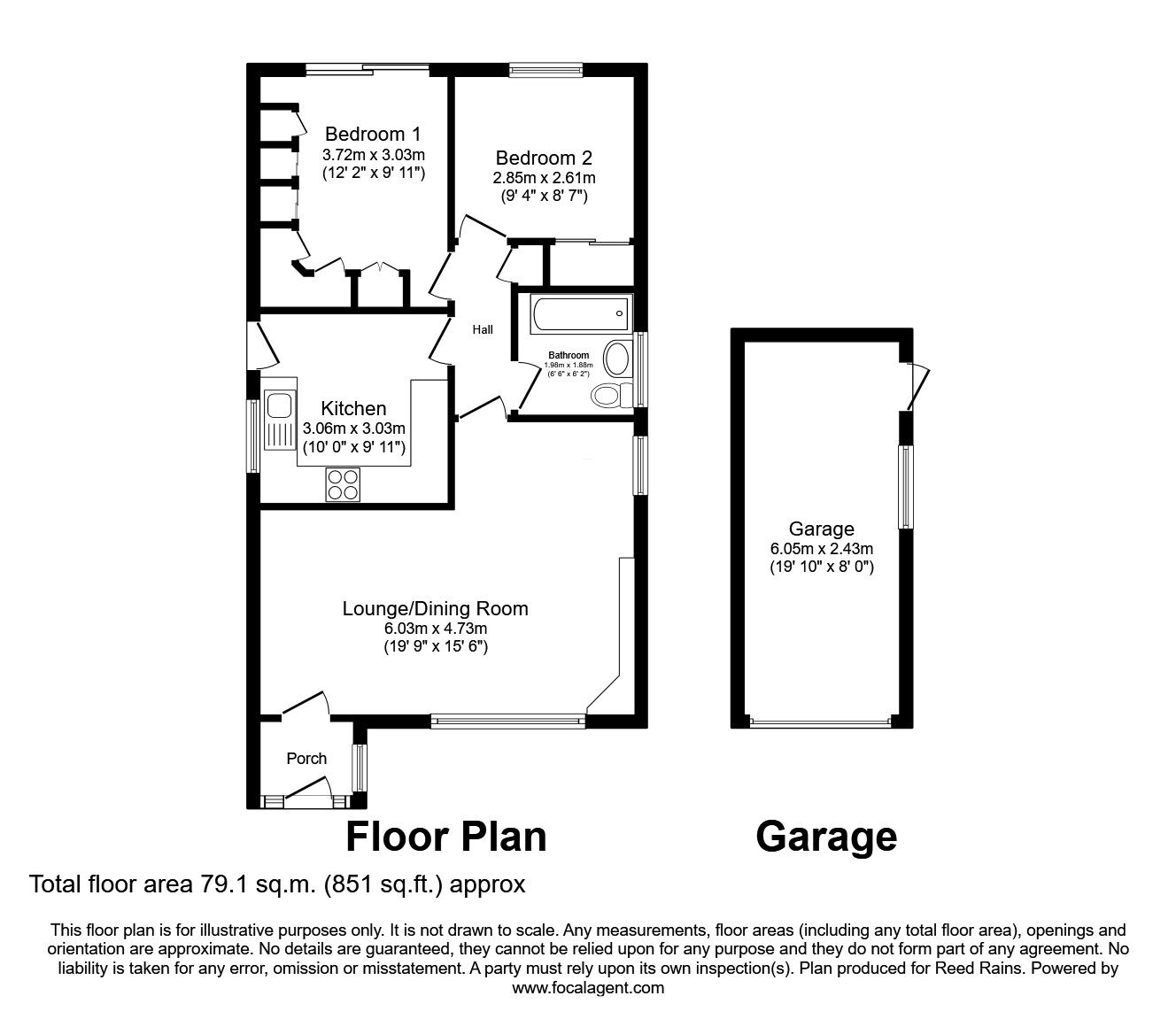 Floorplan of 2 bedroom Detached Bungalow for sale, Pilsley Close, Orrell, Greater Manchester, WN5