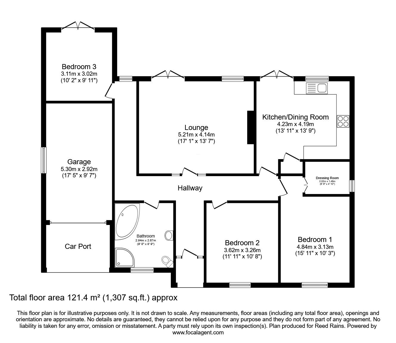 Floorplan of 3 bedroom Detached Bungalow for sale, Toddington Lane, Haigh, Greater Manchester, WN2