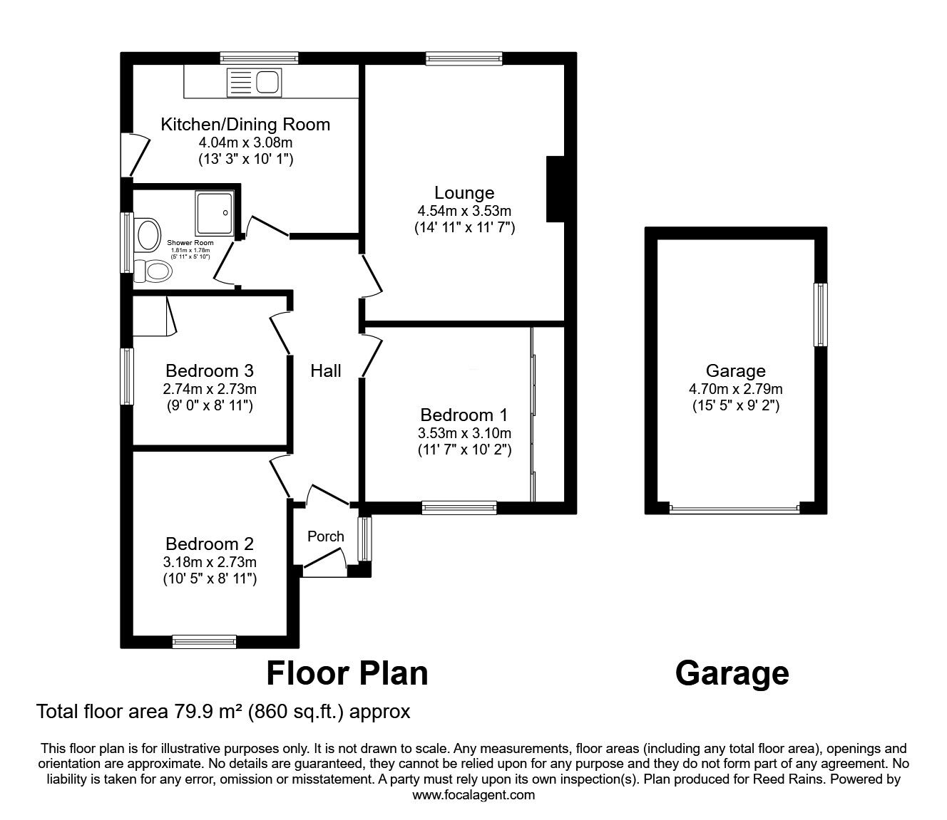 Floorplan of 3 bedroom Semi Detached Bungalow for sale, Douglas Drive, Orrell, Greater Manchester, WN5