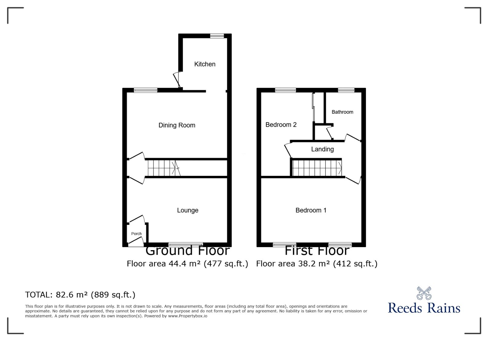 Floorplan of 2 bedroom Mid Terrace House for sale, Moss Lane, Platt Bridge, Greater Manchester, WN2