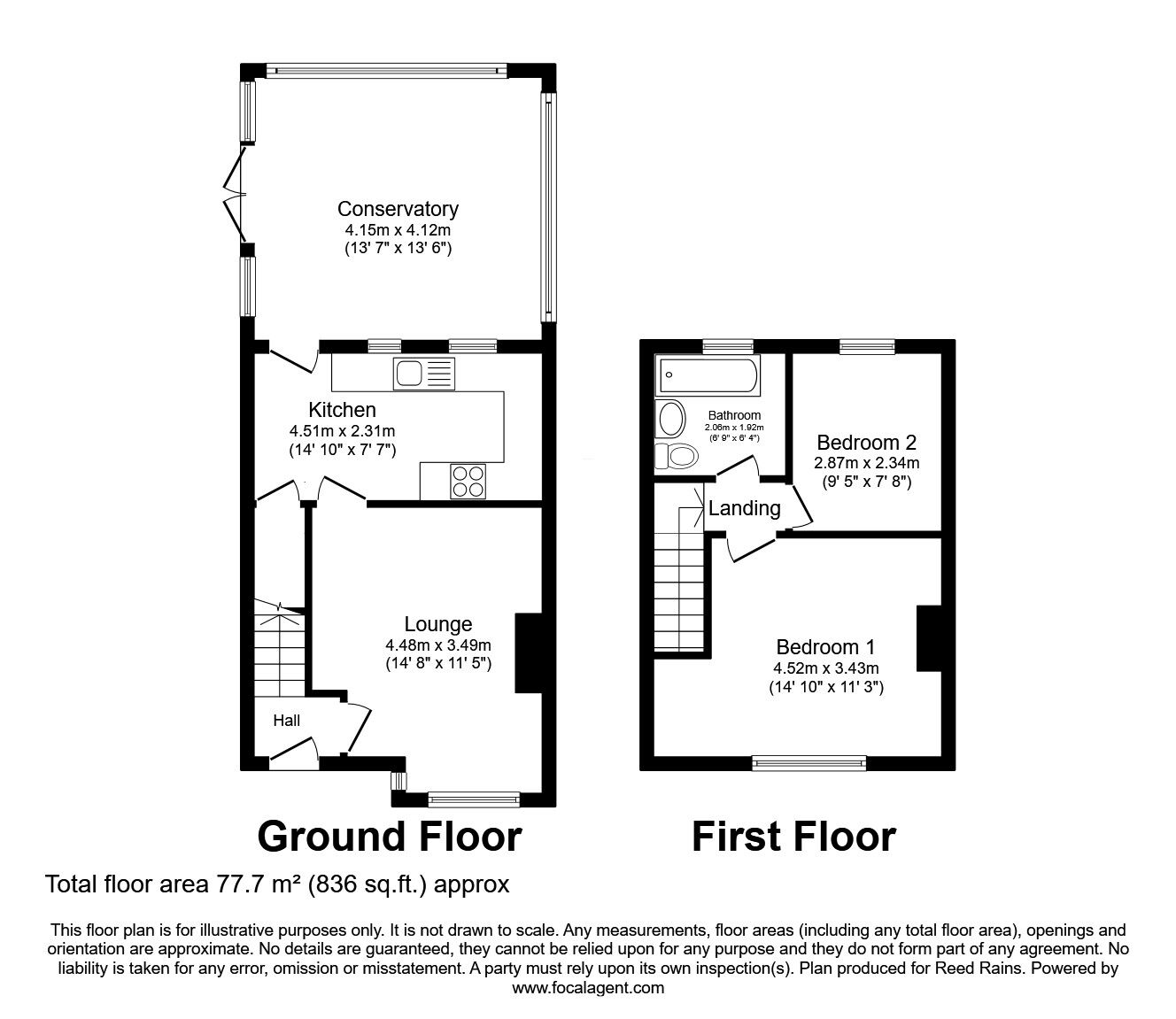 Floorplan of 2 bedroom End Terrace House for sale, Old Lane, Shevington, Greater Manchester, WN6