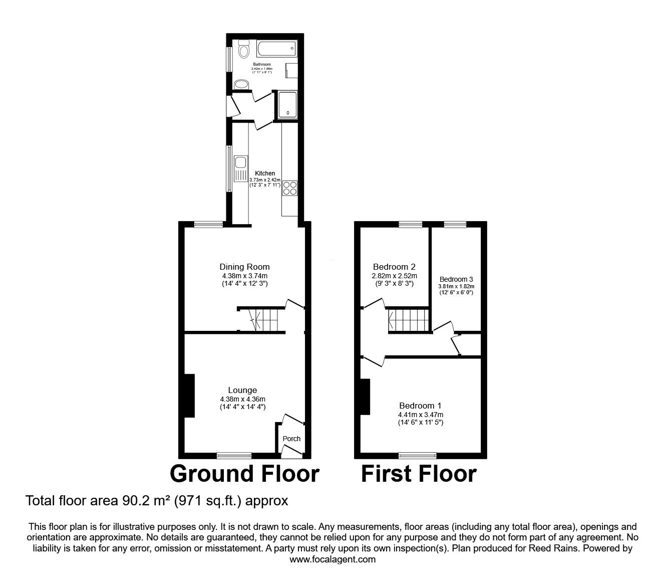 Floorplan of 3 bedroom Mid Terrace House for sale, Spindle Hillock, Ashton-in-Makerfield, Merseyside, WN4