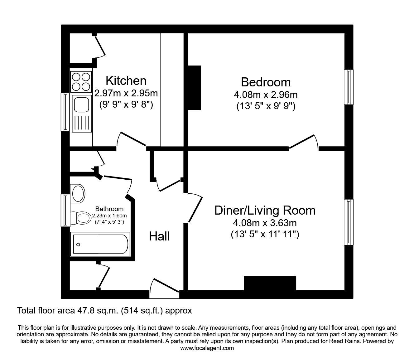 Floorplan of 1 bedroom  Flat to rent, Telham Road, London, E6