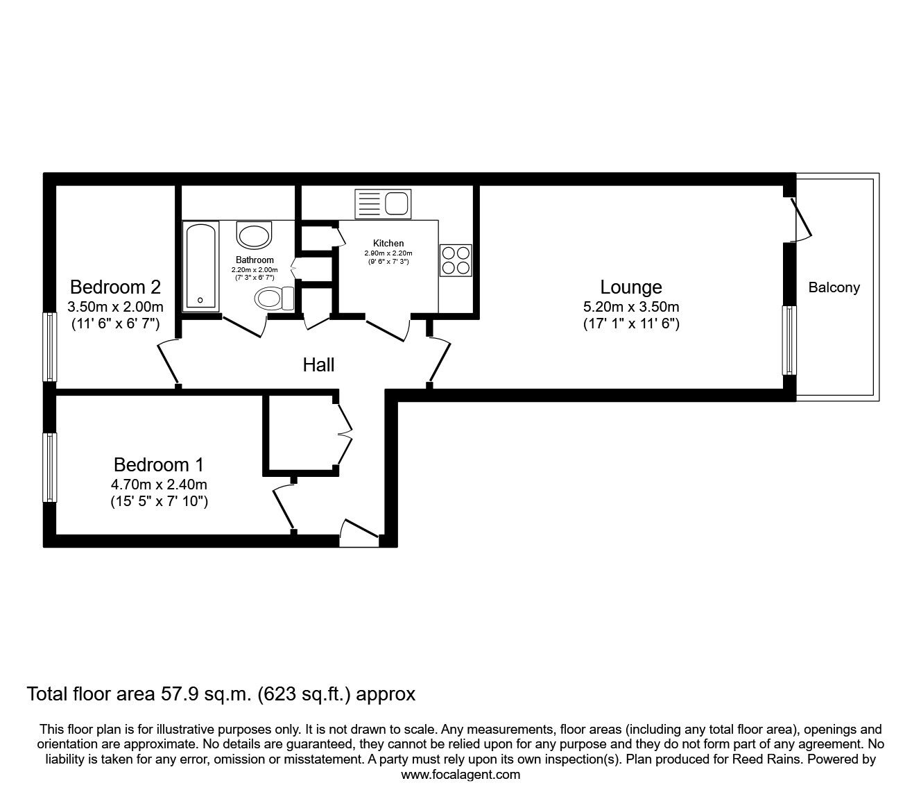 Floorplan of 2 bedroom  Flat to rent, The Sidings Apartments, Pier Road, London, E16