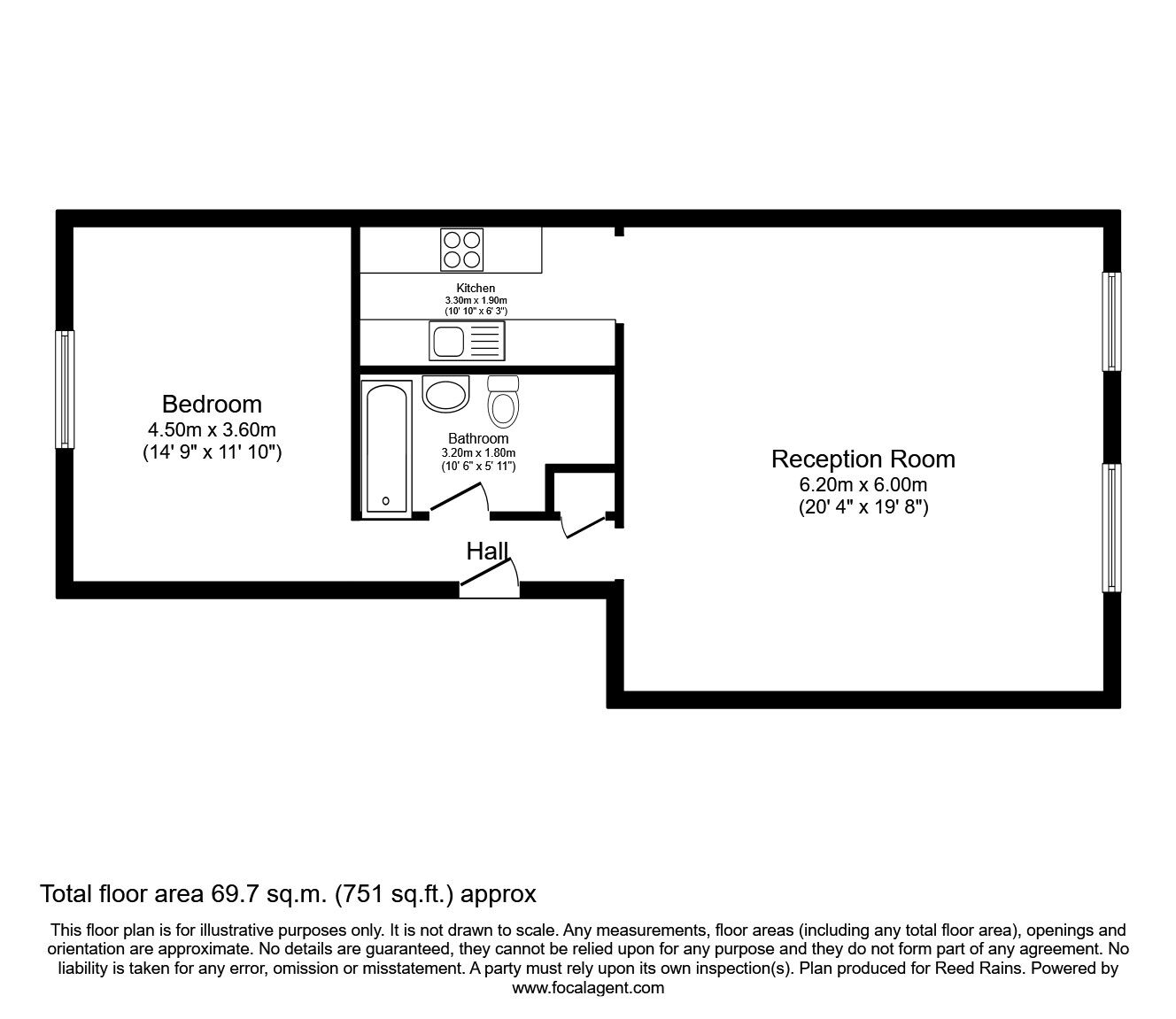 Floorplan of 1 bedroom  Flat to rent, Jedburgh Road, London, E13