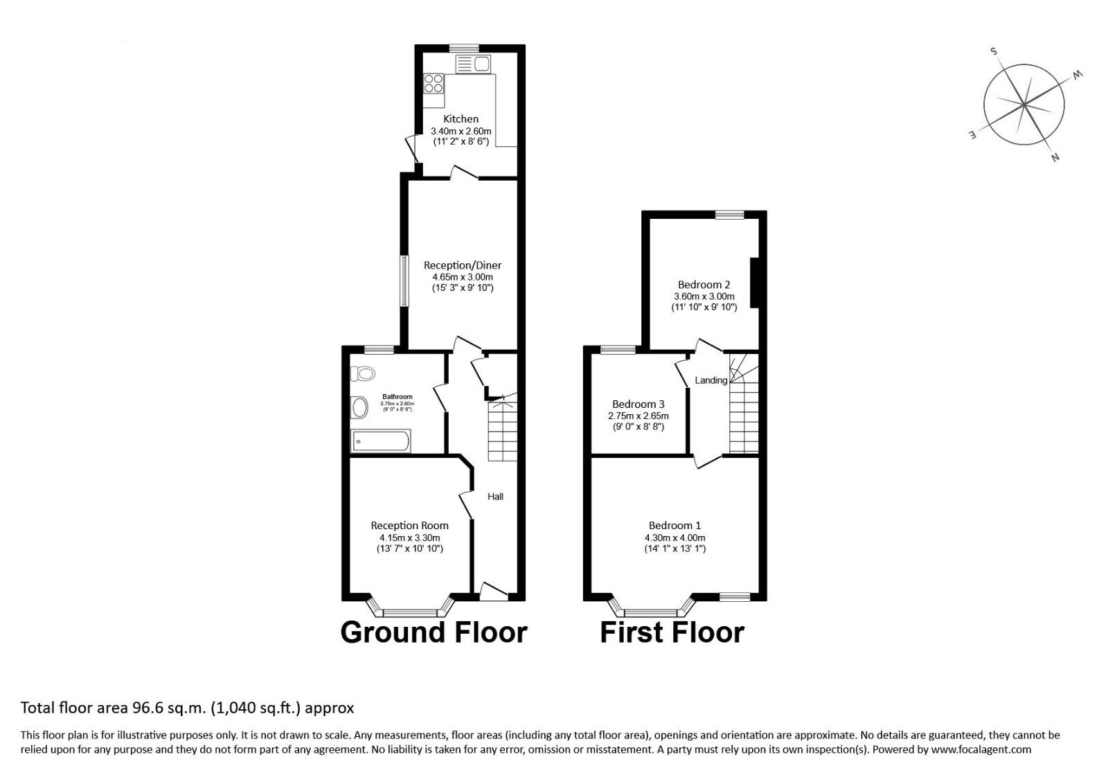 Floorplan of 3 bedroom Mid Terrace House to rent, Denbigh Road, London, E6