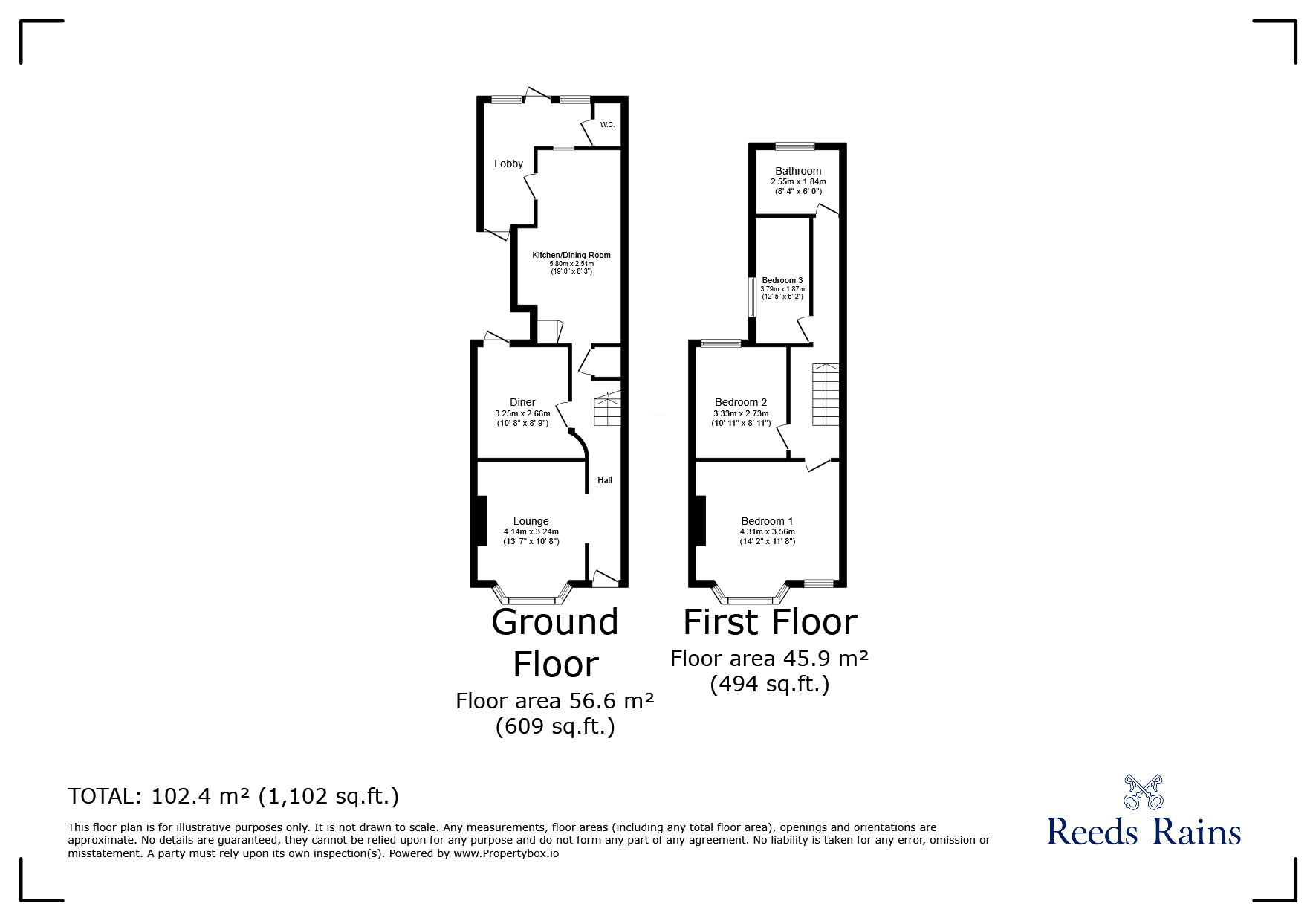 Floorplan of 3 bedroom Mid Terrace House for sale, Jedburgh Road, London, E13