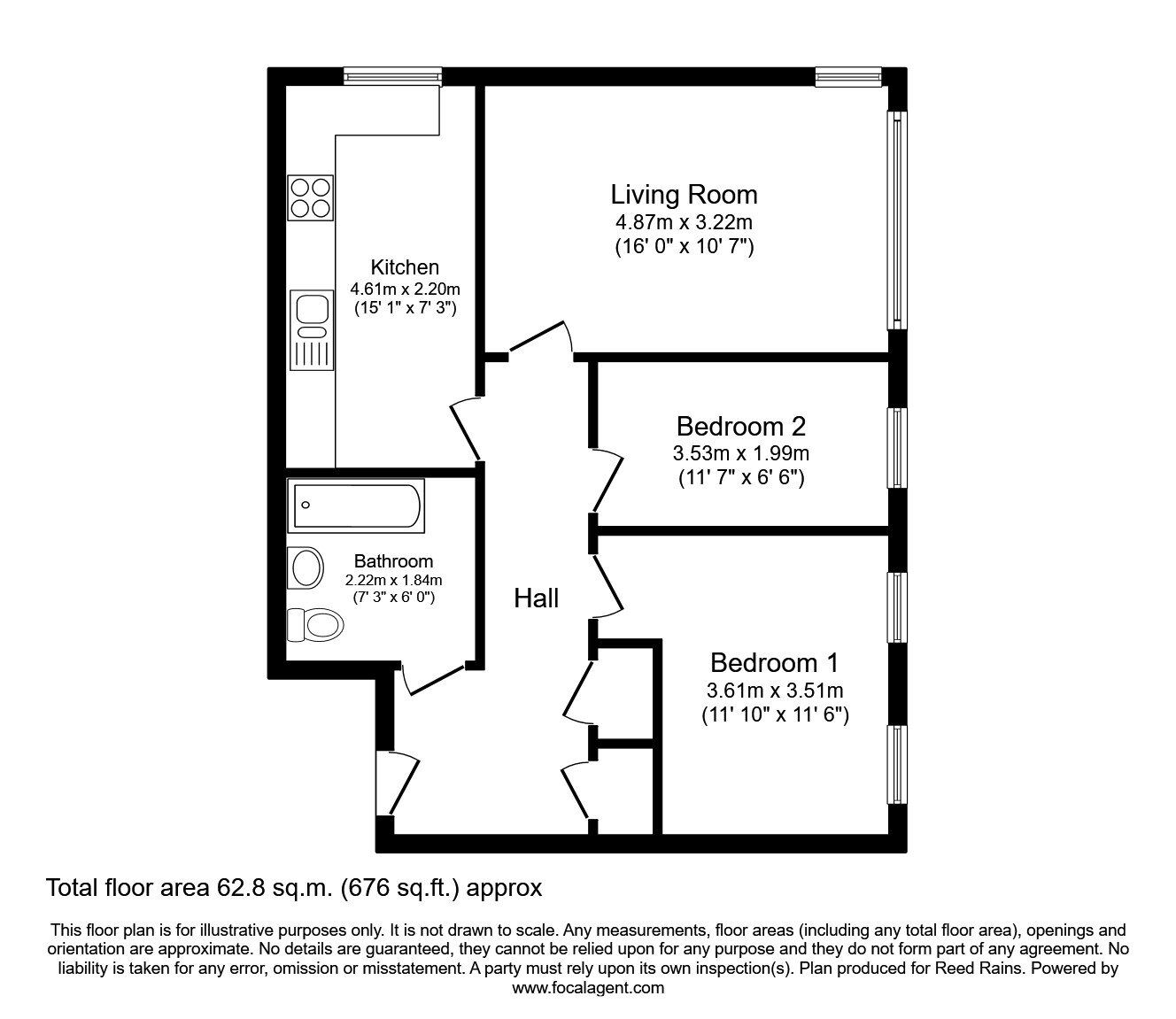 Floorplan of 2 bedroom  Flat to rent, Kinglet Close, London, E7