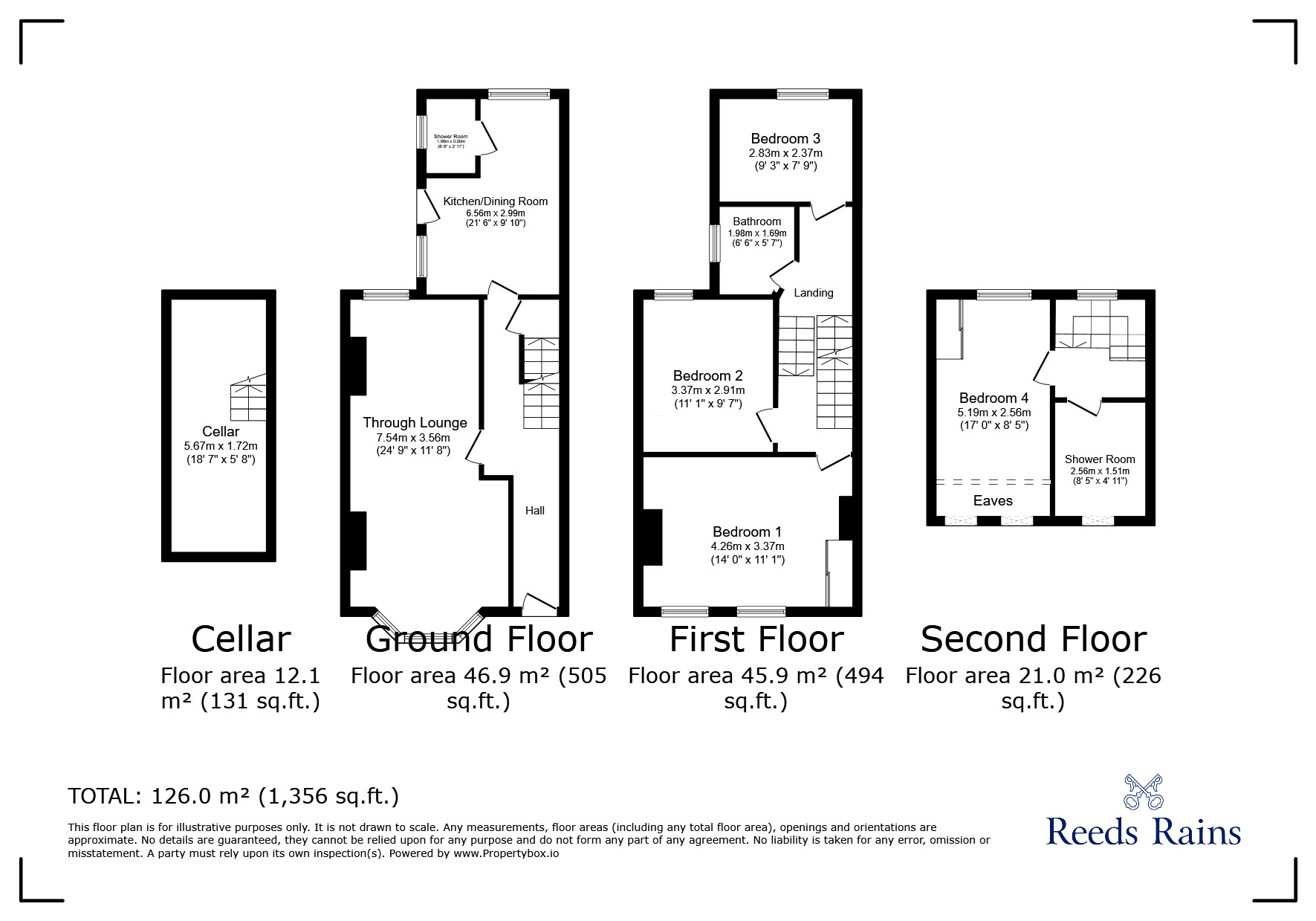 Floorplan of 4 bedroom Mid Terrace House for sale, Murchison Road, London, E10