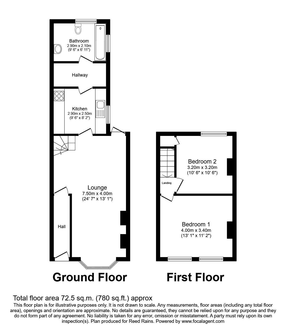 Floorplan of 2 bedroom End Terrace House for sale, Esk Road, London, E13