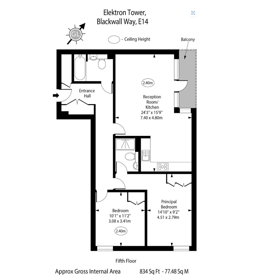 Floorplan of 2 bedroom  Flat for sale, Blackwall Way, London, E14