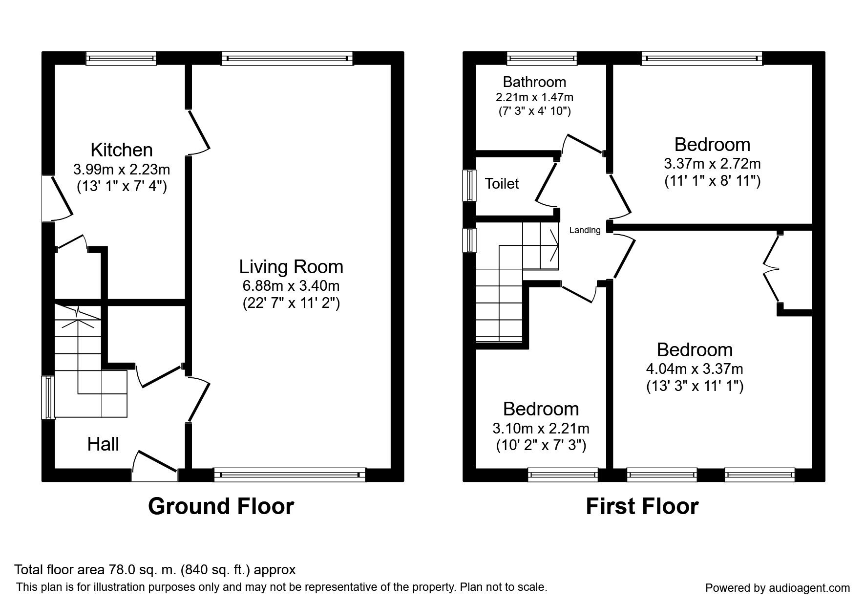 Floorplan of 3 bedroom Semi Detached House to rent, Sides Road, Pontefract, West Yorkshire, WF8