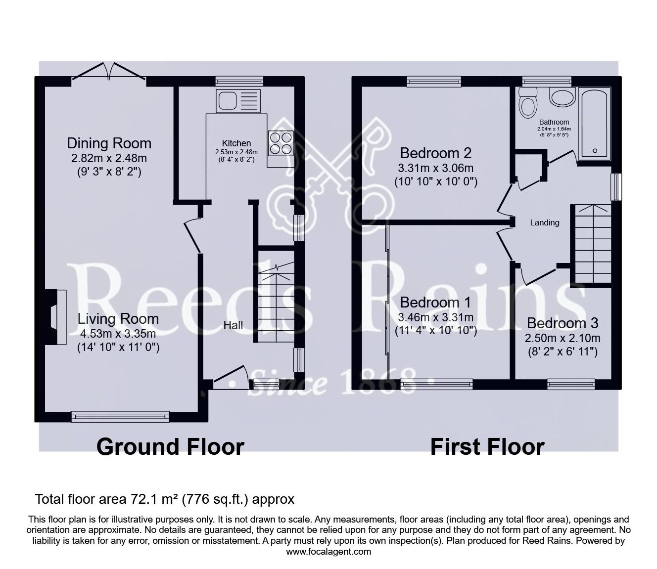 Floorplan of 3 bedroom Semi Detached House for sale, Harefield Road, Pontefract, West Yorkshire, WF8