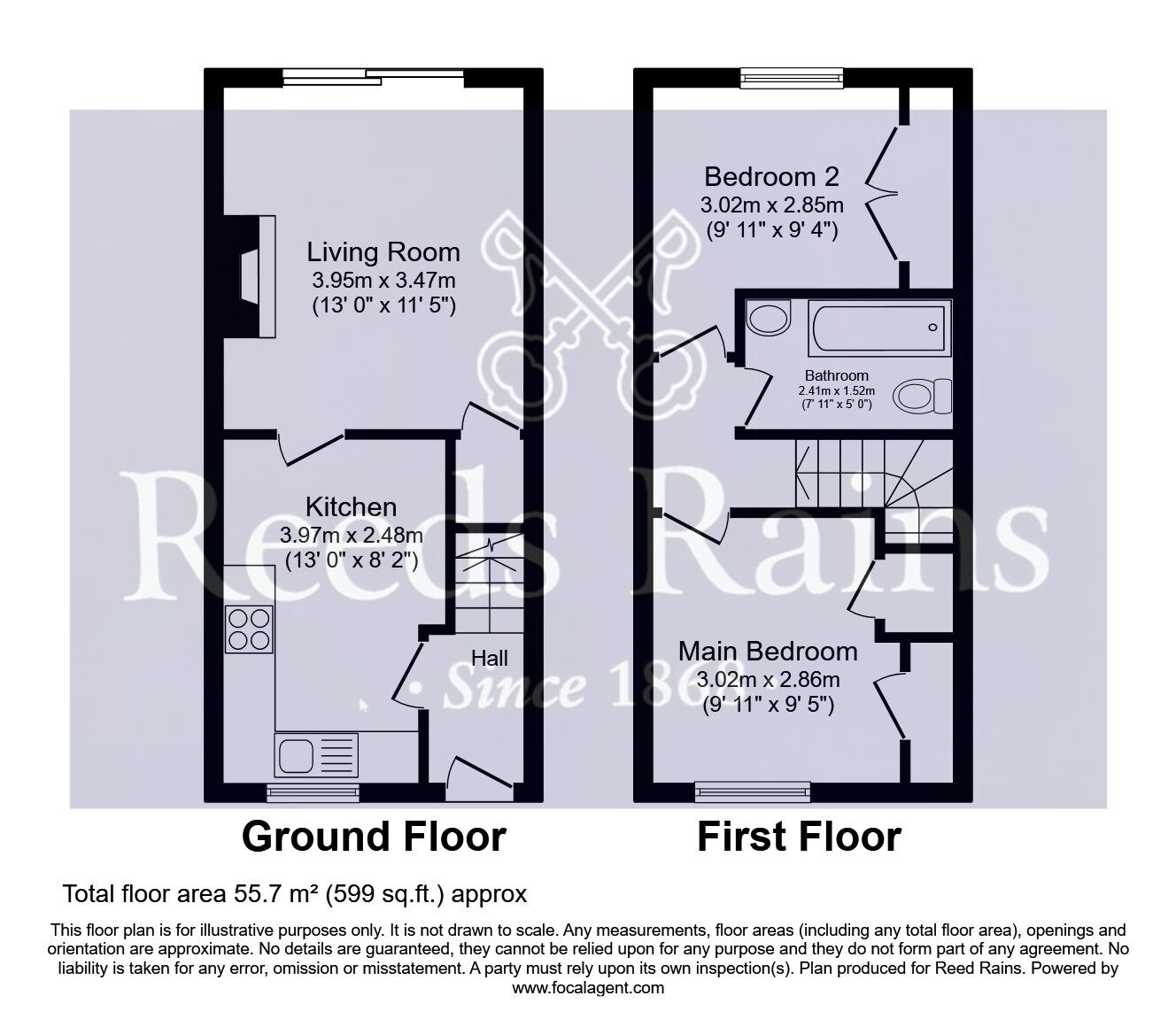 Floorplan of 2 bedroom Mid Terrace House for sale, Tennants Court, Cow Lane, West Yorkshire, WF11