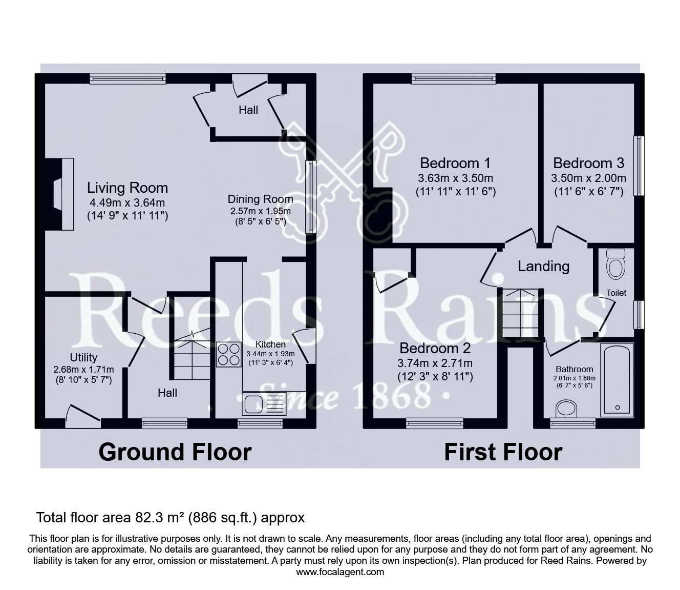 Floorplan of 3 bedroom Semi Detached House for sale, Rhodes Crescent, Pontefract, West Yorkshire, WF8