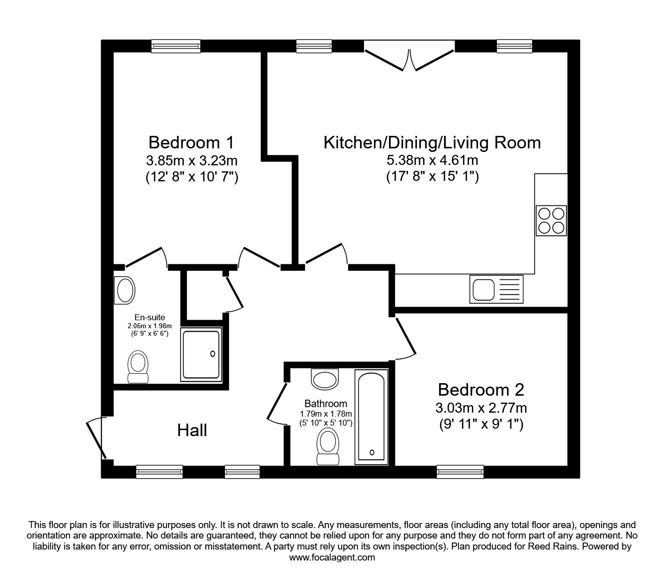 Floorplan of 2 bedroom  Flat for sale, Ashdown Court, Knottingley, West Yorkshire, WF11