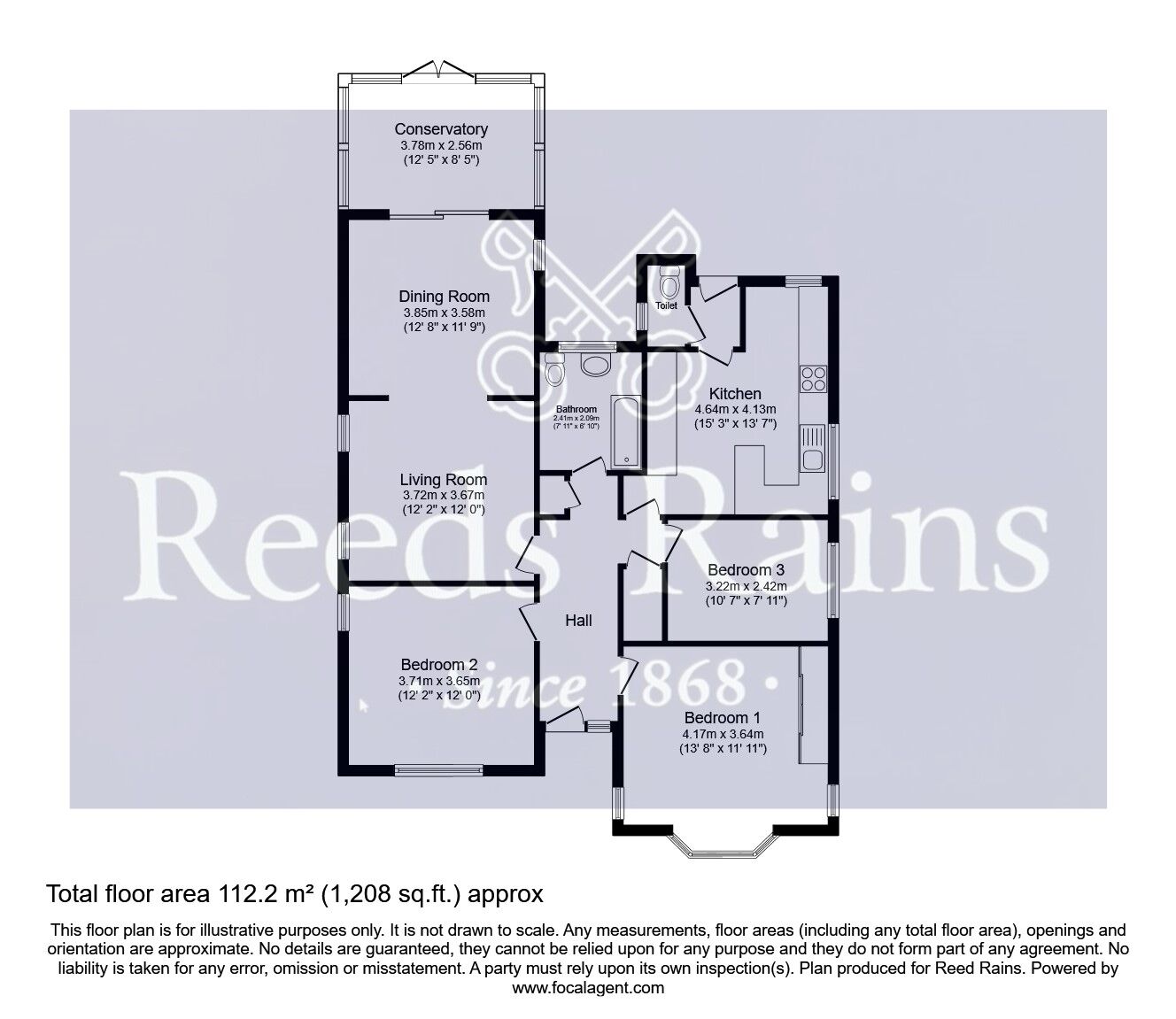 Floorplan of 3 bedroom Detached Bungalow for sale, Maple Avenue, Pontefract, West Yorkshire, WF8