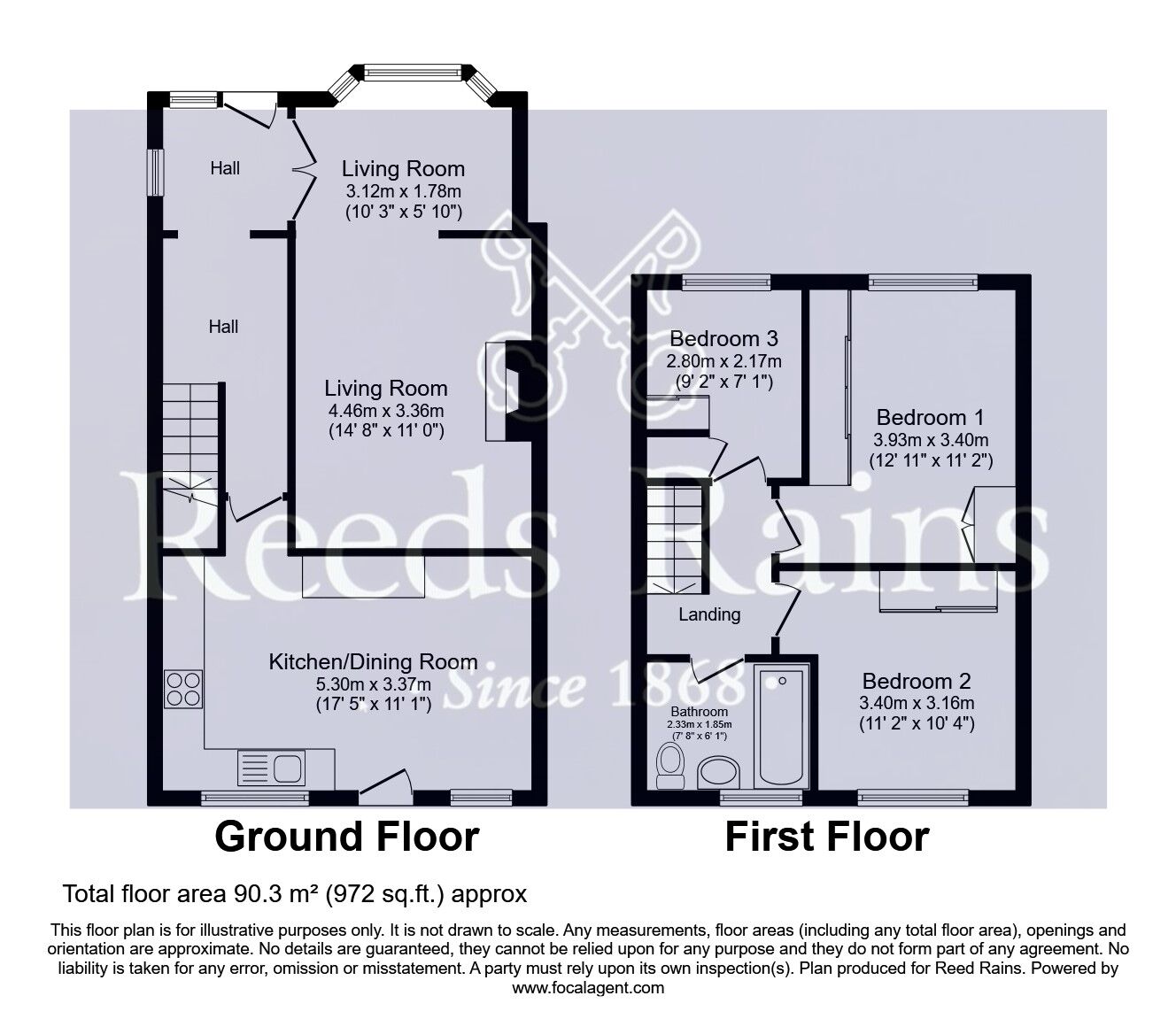 Floorplan of 3 bedroom End Terrace House for sale, Simpsons Lane, Knottingley, West Yorkshire, WF11