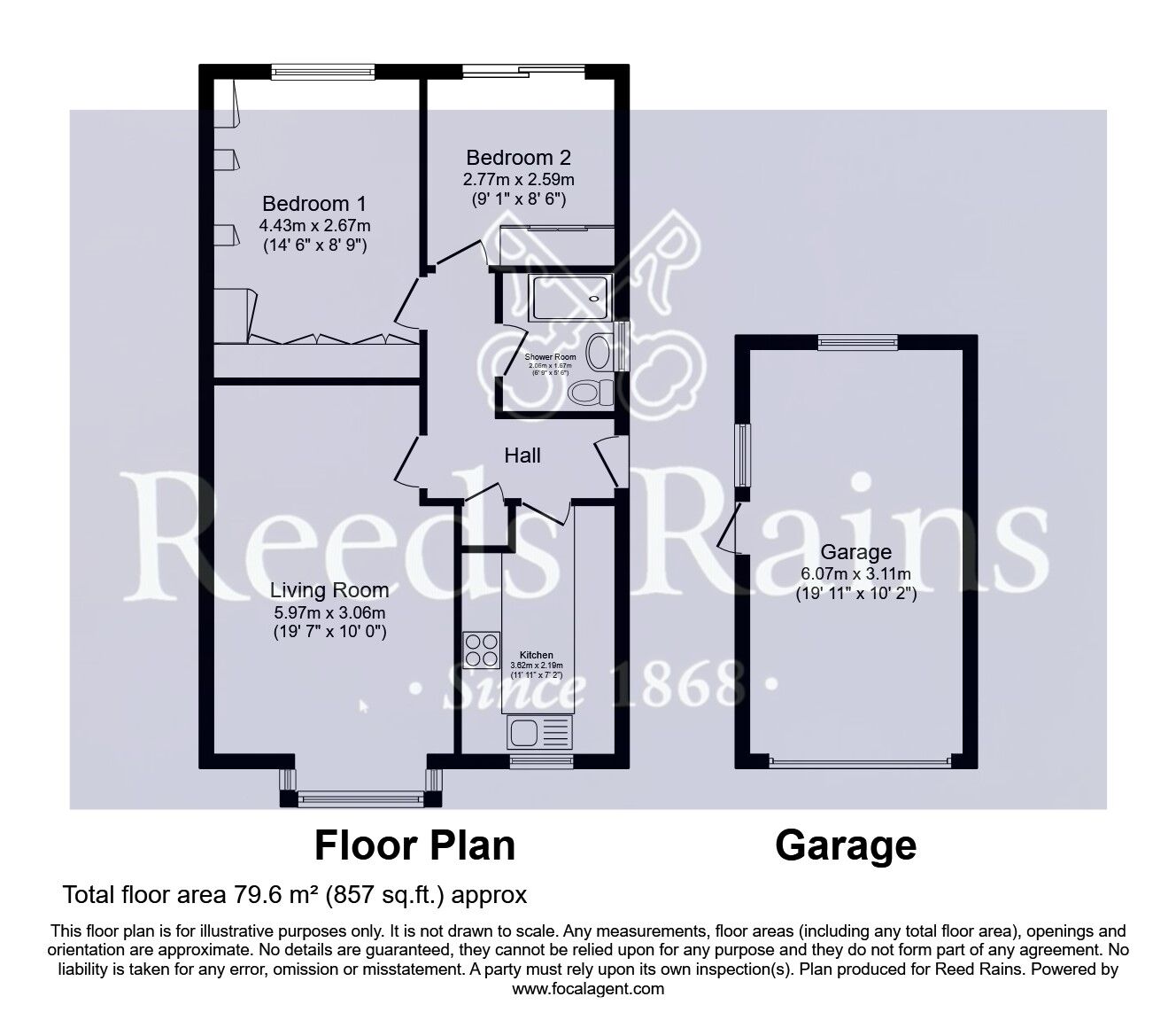 Floorplan of 2 bedroom Detached Bungalow for sale, Muirfield Avenue, Featherstone, West Yorkshire, WF7