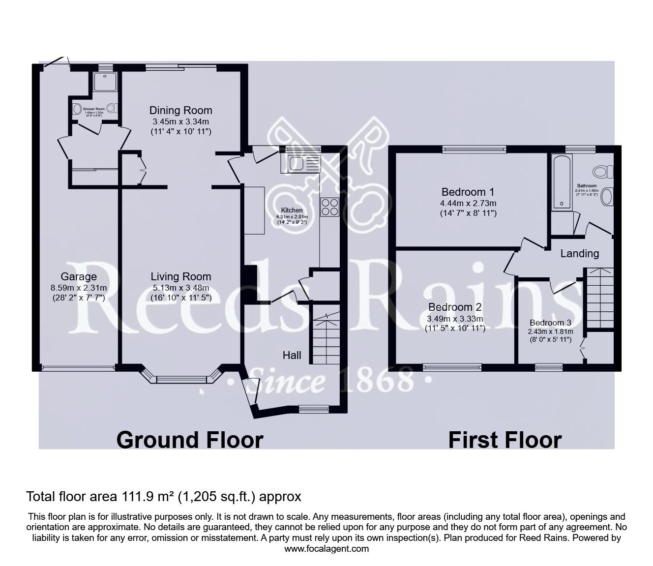 Floorplan of 3 bedroom Semi Detached House for sale, Kings Close, Ackworth, West Yorkshire, WF7