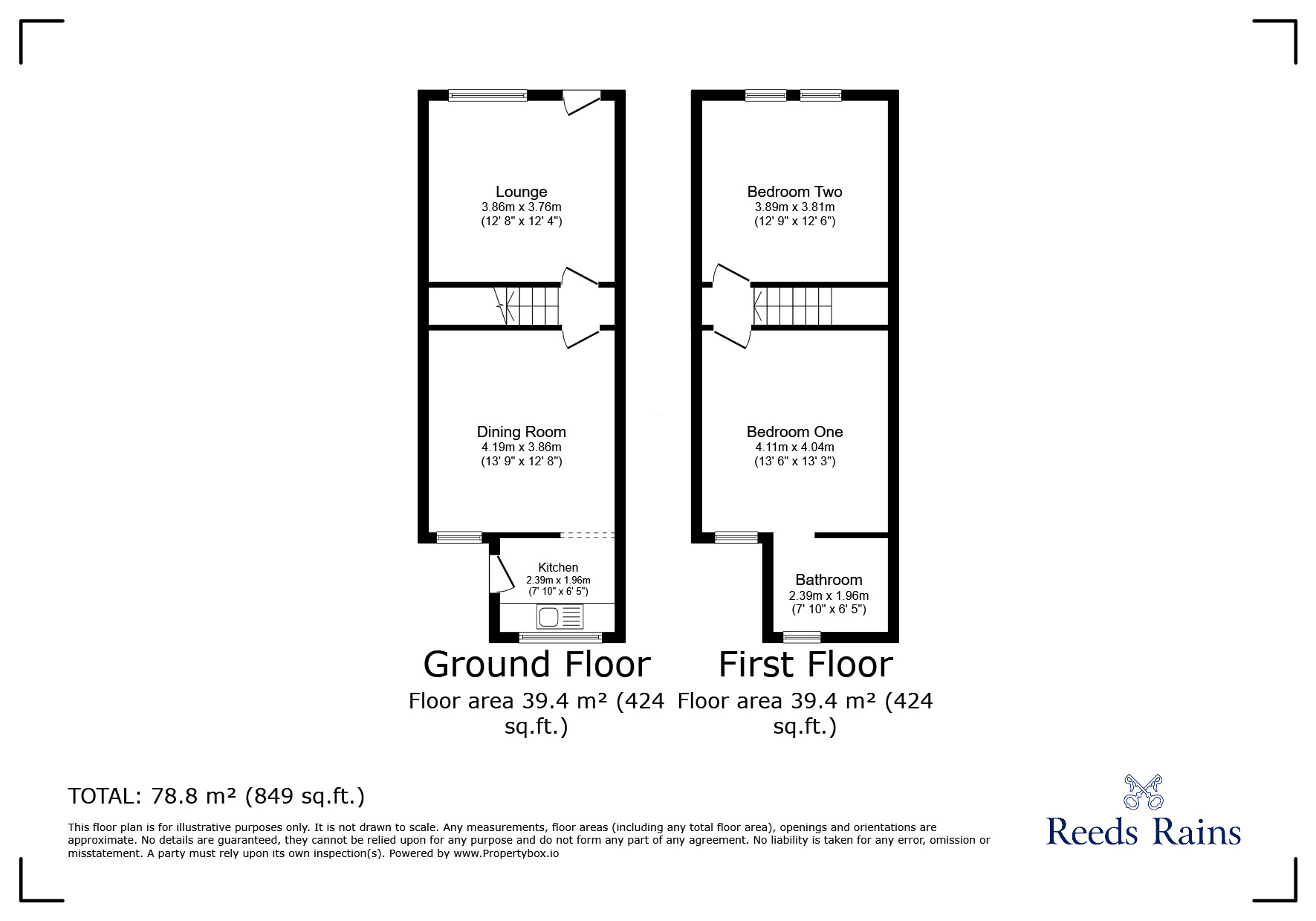 Floorplan of 2 bedroom Mid Terrace House for sale, Field Crescent, South Elmsall, West Yorkshire, WF9