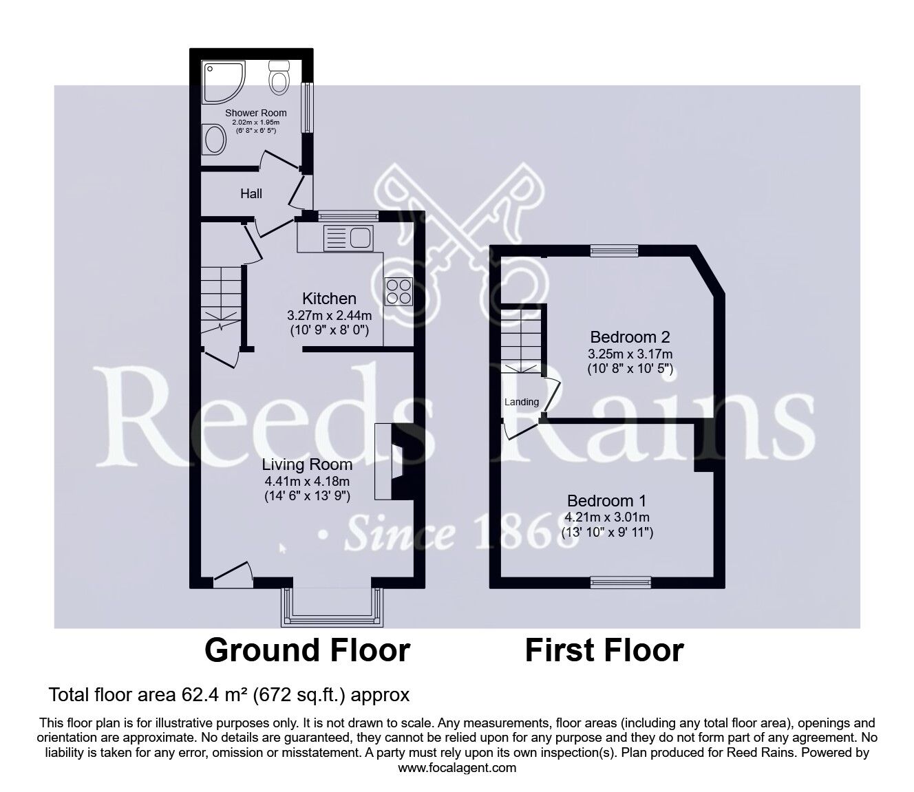 Floorplan of 2 bedroom Mid Terrace House for sale, Vale View, Ackworth, West Yorkshire, WF7