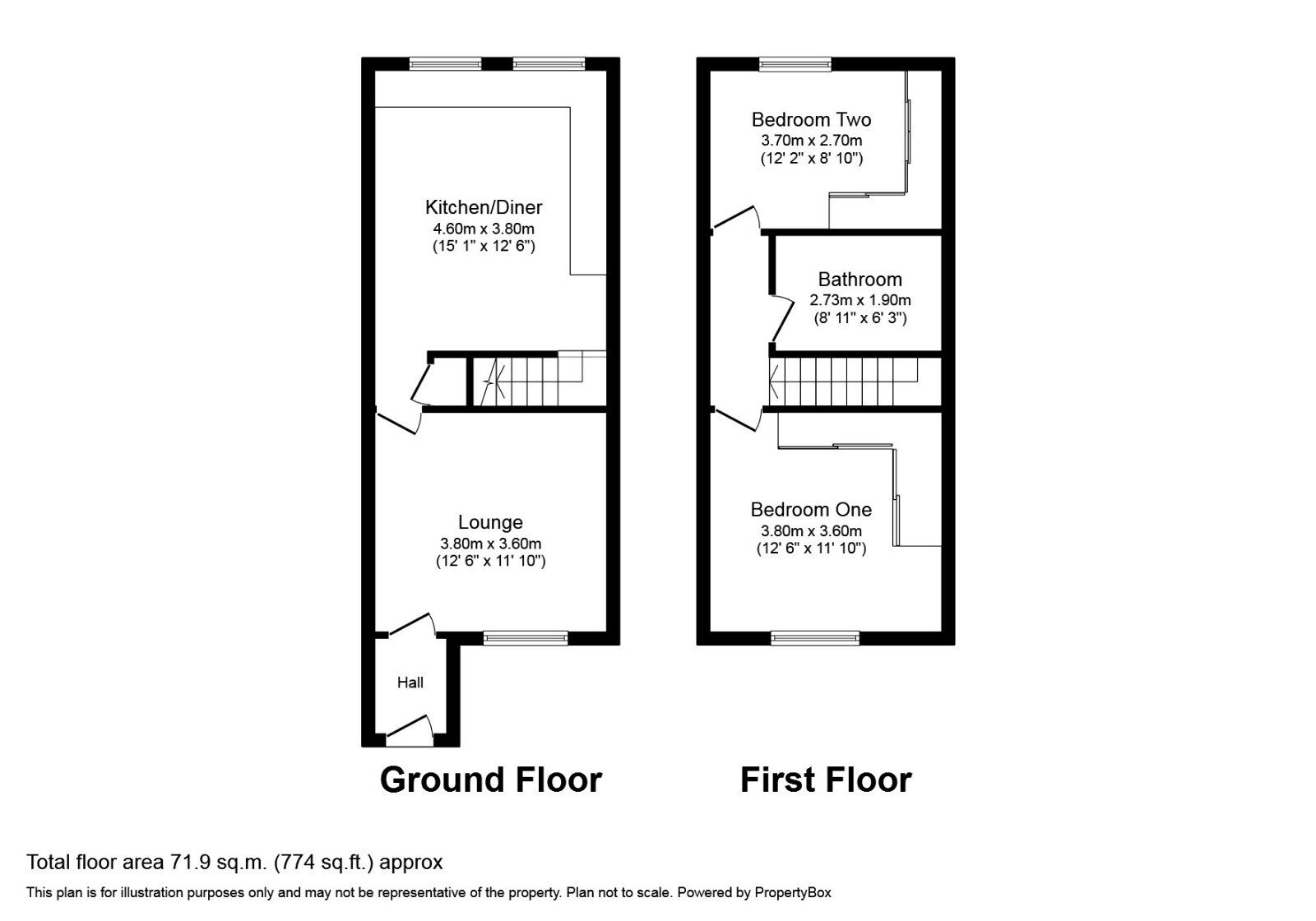 Floorplan of 2 bedroom Mid Terrace Property for sale, Pontefract Road, Ackworth, West Yorkshire, WF7