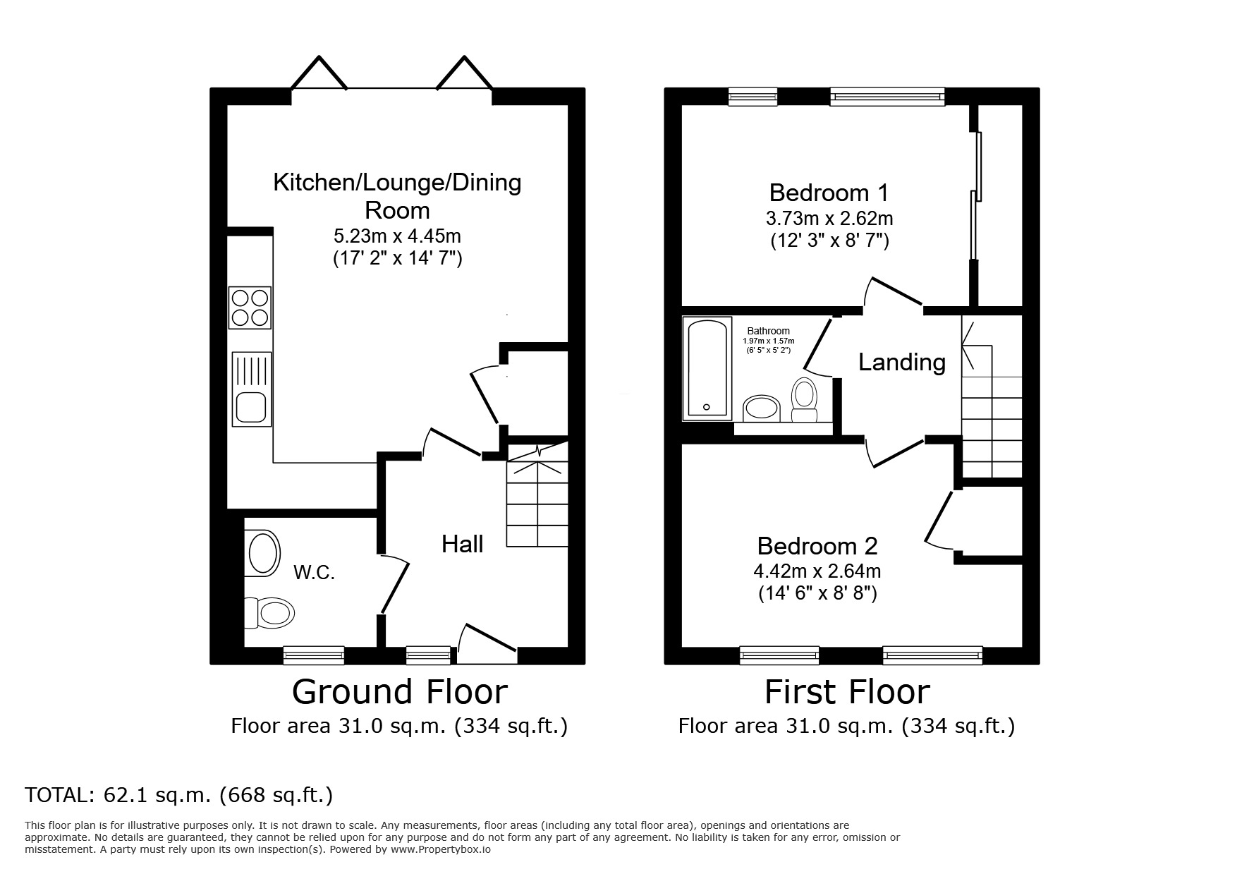 Floorplan of 2 bedroom Semi Detached House for sale, Liquorice Court, Pontefract, West Yorkshire, WF8