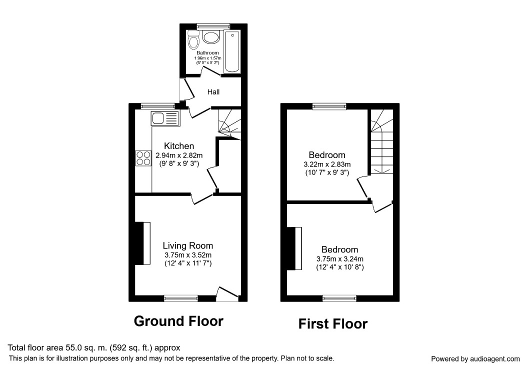 Floorplan of 2 bedroom Mid Terrace House to rent, Halton Street, Featherstone, West Yorkshire, WF7