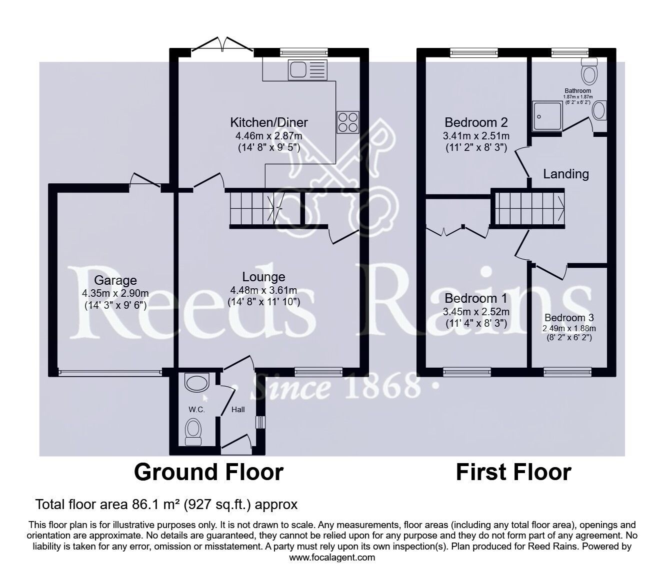 Floorplan of 3 bedroom Detached House for sale, Plowes Way, Knottingley, West Yorkshire, WF11